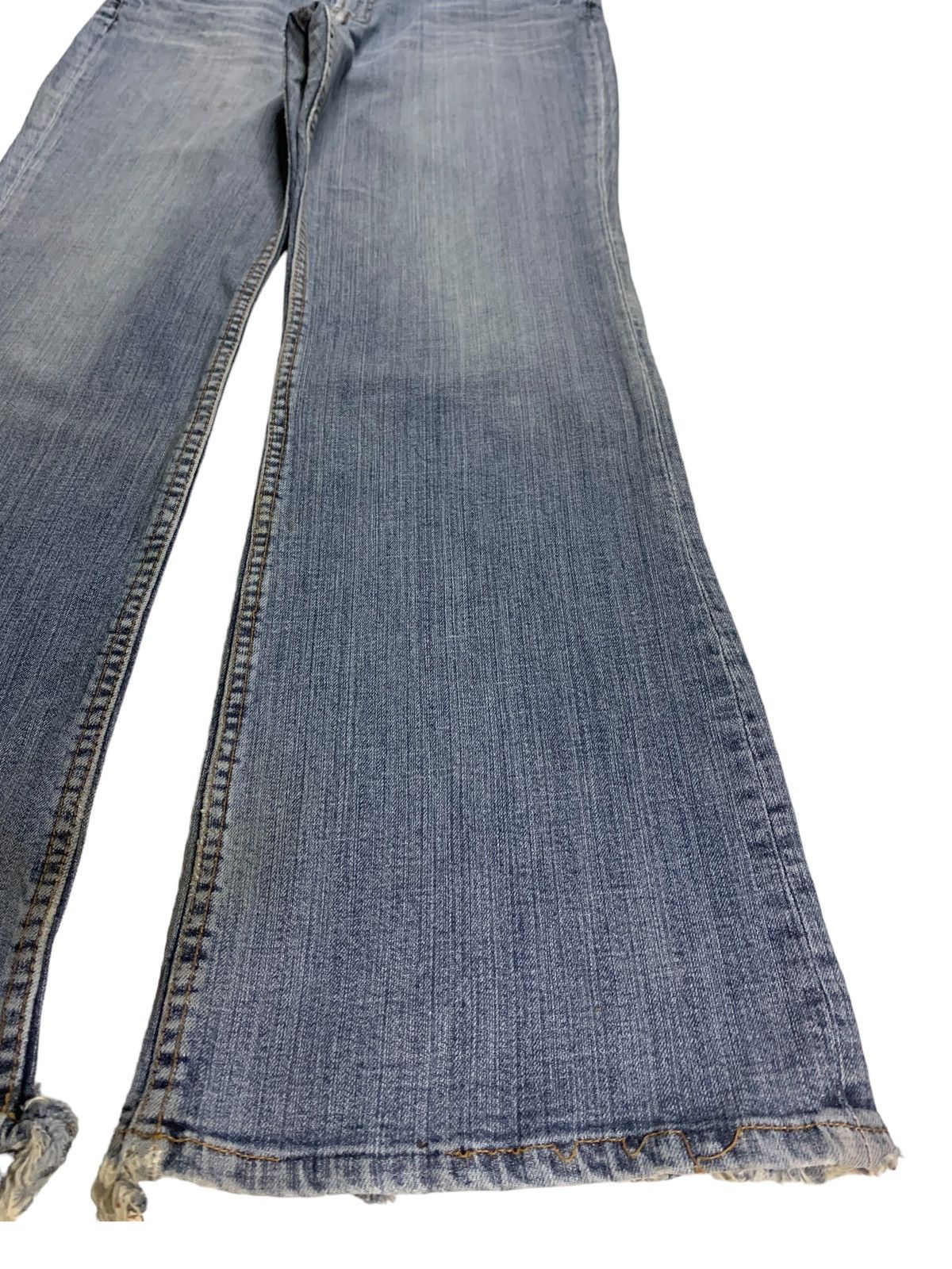 Japanese Brand SALES🔥Vintage Japanese Brand Blue Wash Distress Flare Jeans Size 35" - 7 Thumbnail