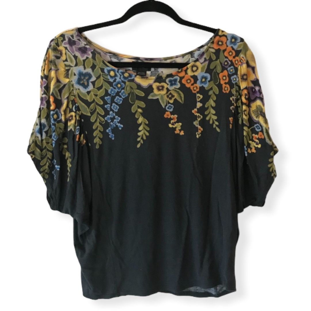 Anthropologie Anthropologie Deletta Floral Dolman Short Sleeve Top XS Size XS / US 0-2 / IT 36-38 - 4 Thumbnail