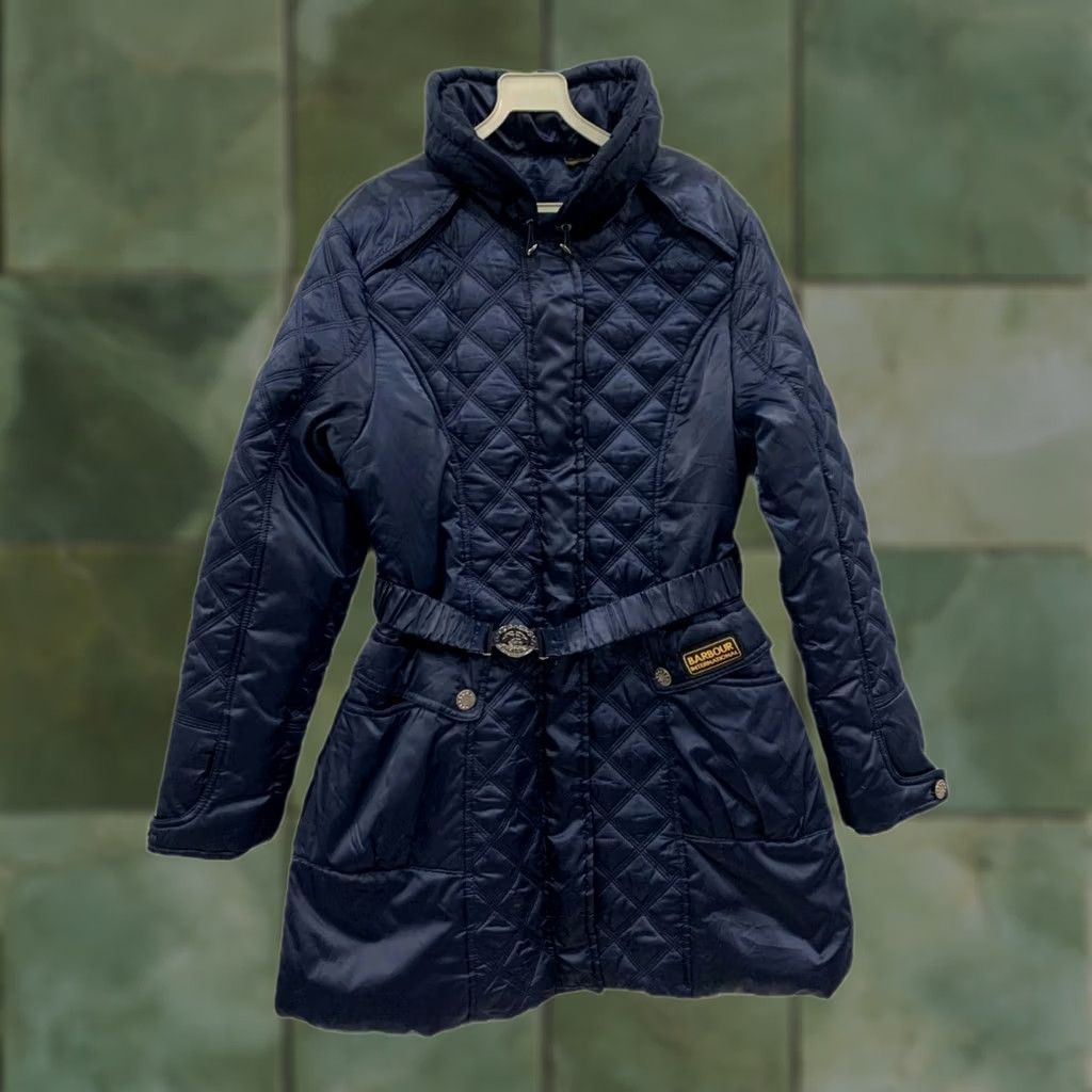 Barbour Barbour International Quilted Belted Jacket Women XL Navy Blue Slim Fit Jacket Size XL / US 12-14 / IT 48-50 - 1 Thumbnail