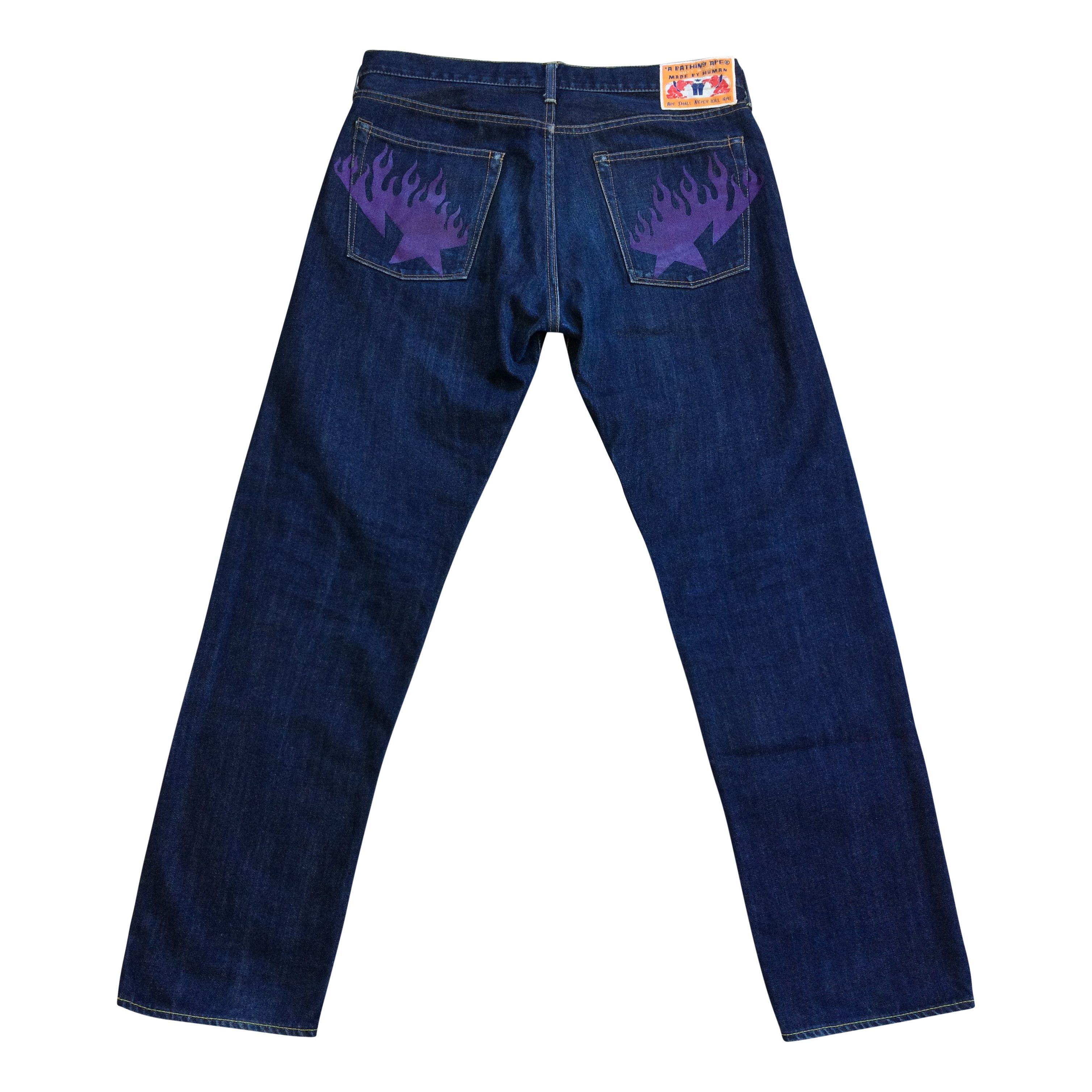 Bape Bapesta Flame Denim Size US 34 / EU 50 - 1 Thumbnail