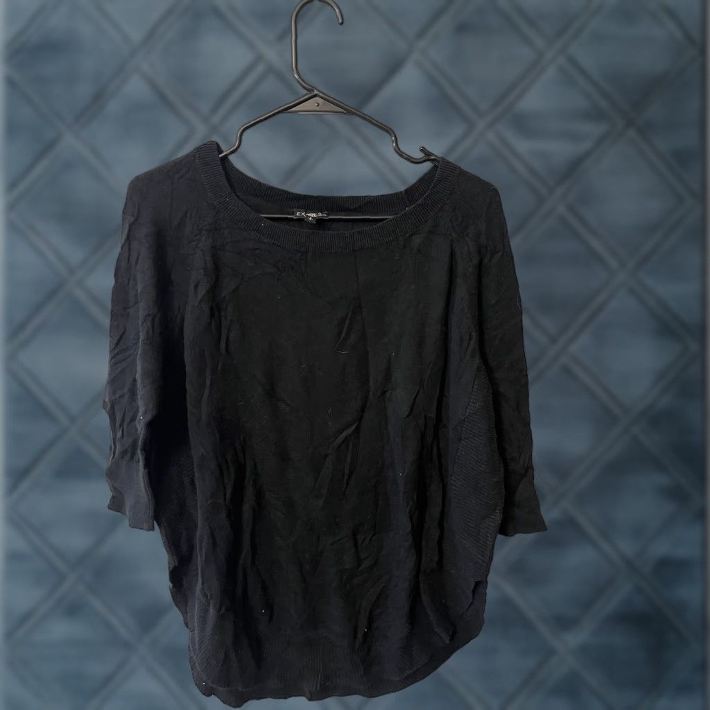 Express Express Tops for Women S Black Boat Neck 3/4 Sleeve Knit Pullover Cotton Casual Tunic Size S / US 4 / IT 40 - 1 Thumbnail