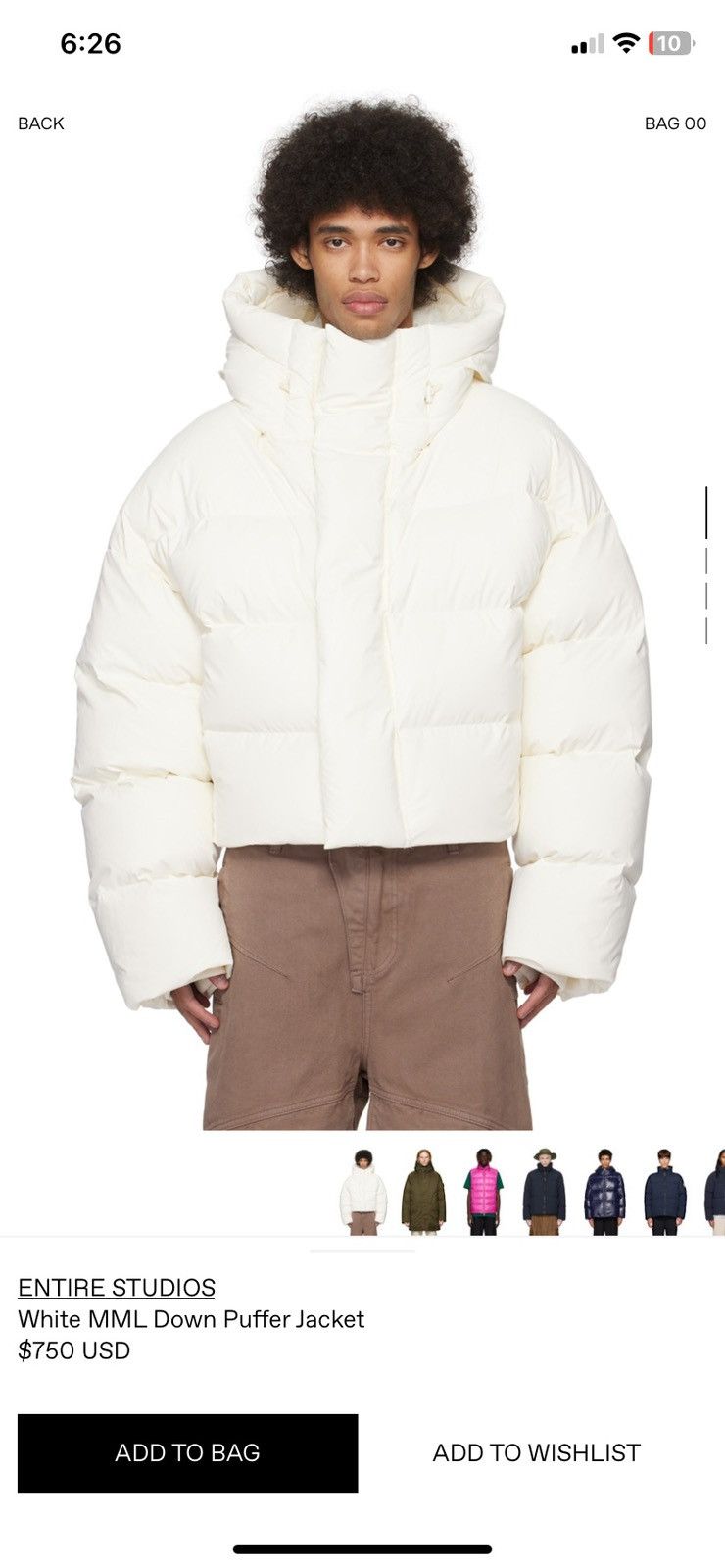 Entire Studios White MML Down Puffer Jacket Size US L / EU 52-54 / 3 - 1 Thumbnail