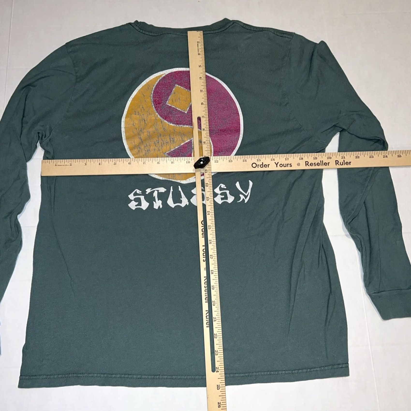 Vintage VINTAGE Stussy Shirt T-Shirt Long Sleeve M Green Skateboarder Ying Yang Graphic Print Men/Men's Regular Fit Size US M / EU 48-50 / 2 - 8 Thumbnail