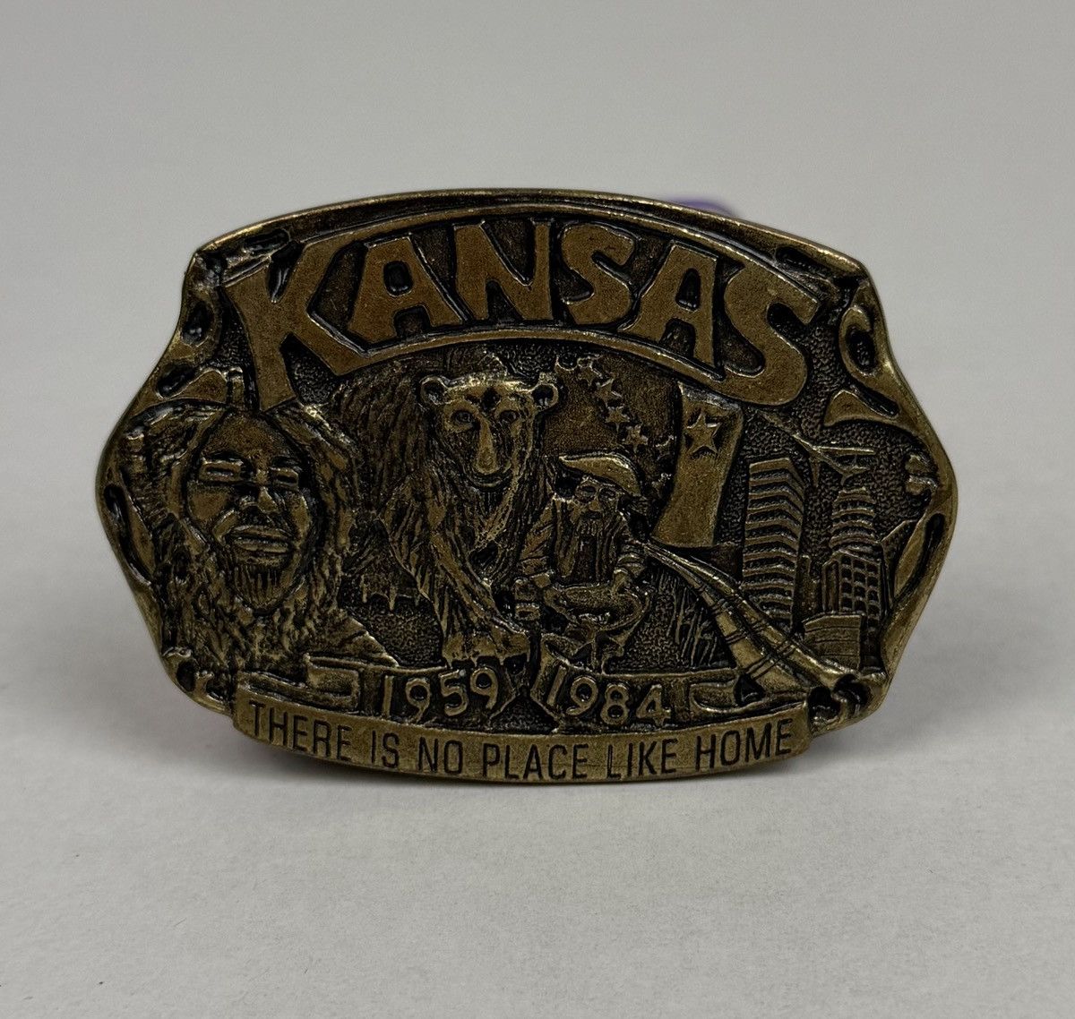 Other KANSAS THERE IS NO PLACE LIKE HOME Brass Belt Buckle 1984 Size ONE SIZE - 1 Thumbnail