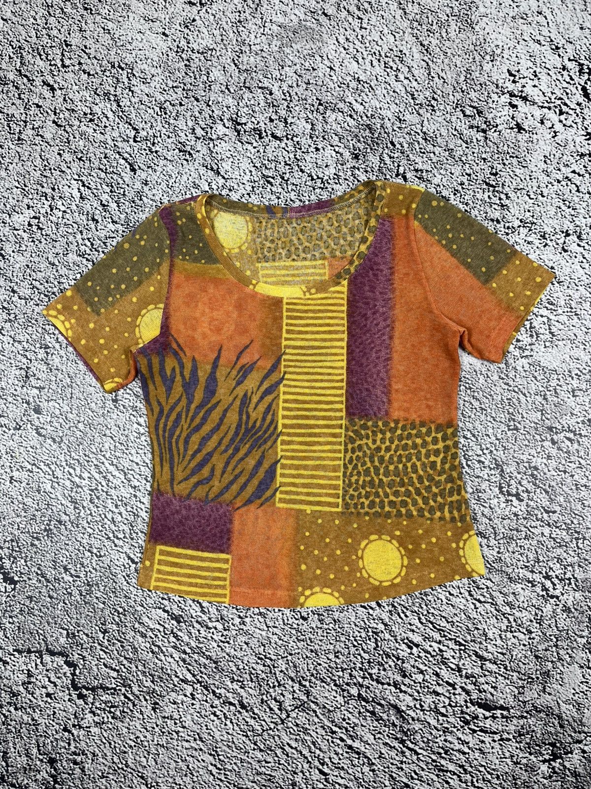 Vintage Vintage Y2K Gaultier style abstract crop top tee Size S / US 4 / IT 40 - 1 Thumbnail