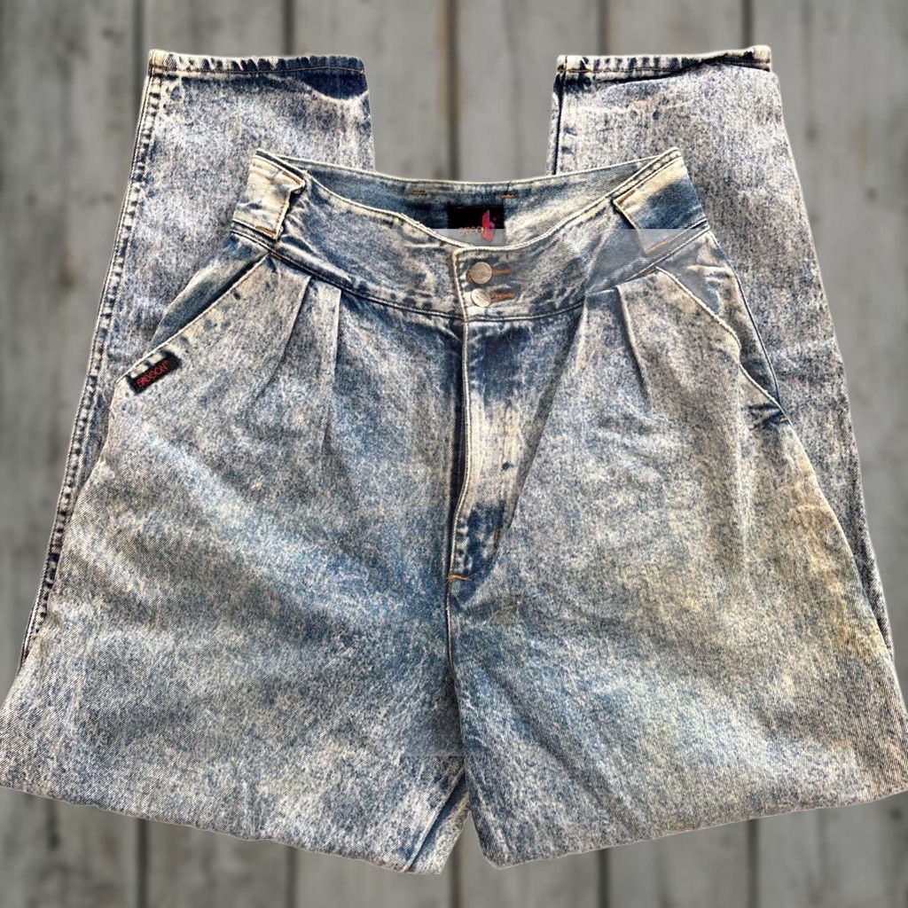 Vintage VINTAGE Sasson Jeans Denim Blue Acid Wash Parachute High Waist 14 Womens Tapered 80s 90s Size 26" / US 2 / IT 38 - 1 Thumbnail