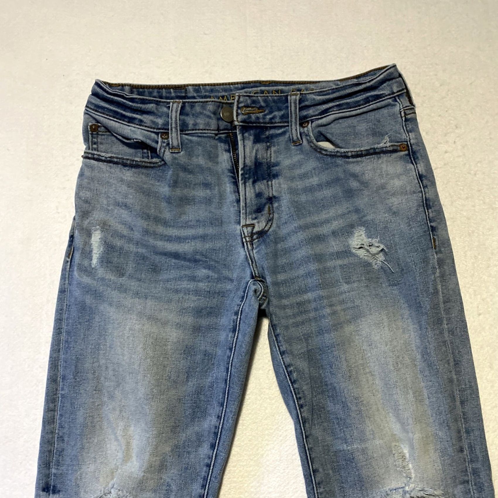 American Eagle Outfitters American Eagle Jeans Men’s 30X30 Athletic Slim Stretch Dark Blue Denim / 30 inseam Mens Blue Denim Jeans 5-Pocket Leather Patch Athletic Slim Stretch Size US 30 / EU 46 - 2 Thumbnail
