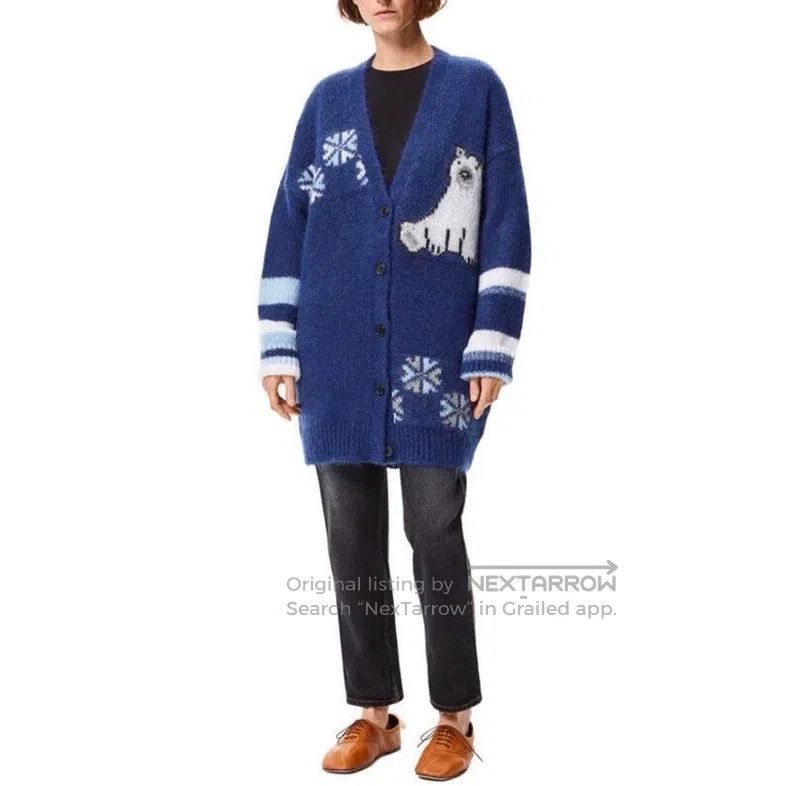 Loewe Loewe Navy Blue Snowflake Embroidered Mohair Single-Breast Size S / US 4 / IT 40 - 9 Thumbnail