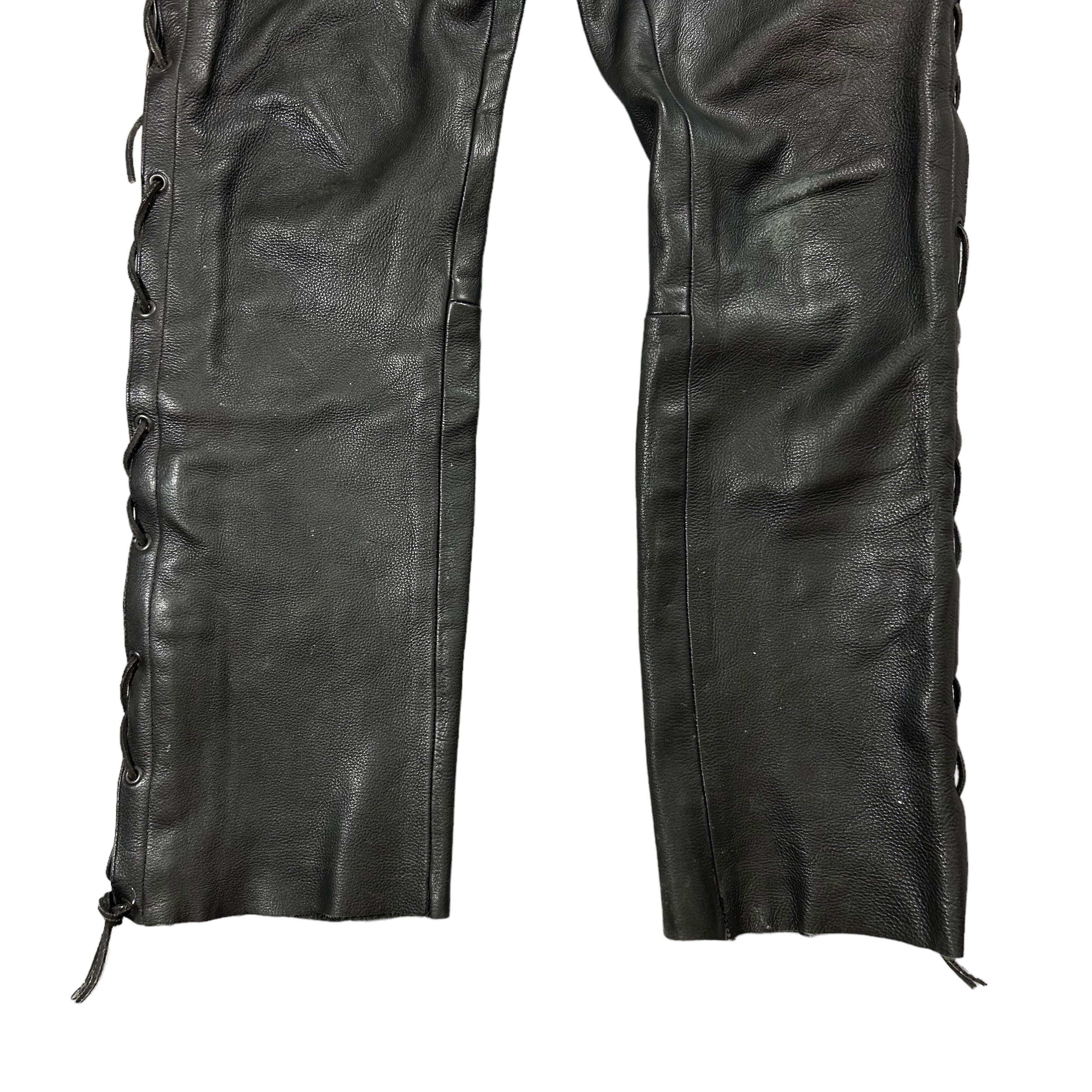 Genuine Leather × Vintage Vintage Black Vanucci Motorcycle Genuine Leather Pants W34 Size US 34 / EU 50 - 6 Thumbnail