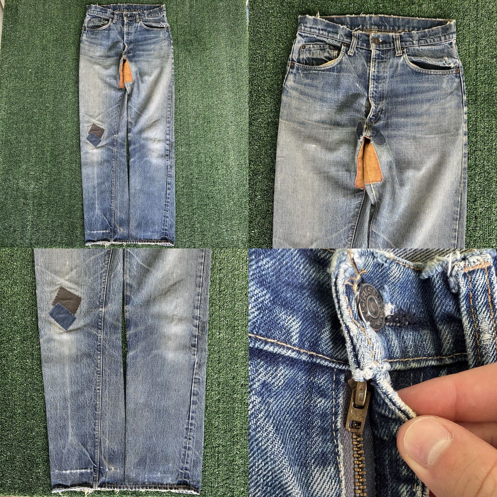 Levi's VINTAGE Levi's 505 Jeans Mens 32x34 Blue Denim Regular Straight USA 70s Talon Repairs Single Stitch #5 Button Short Description? Size US 32 / EU 48 - 9 Thumbnail