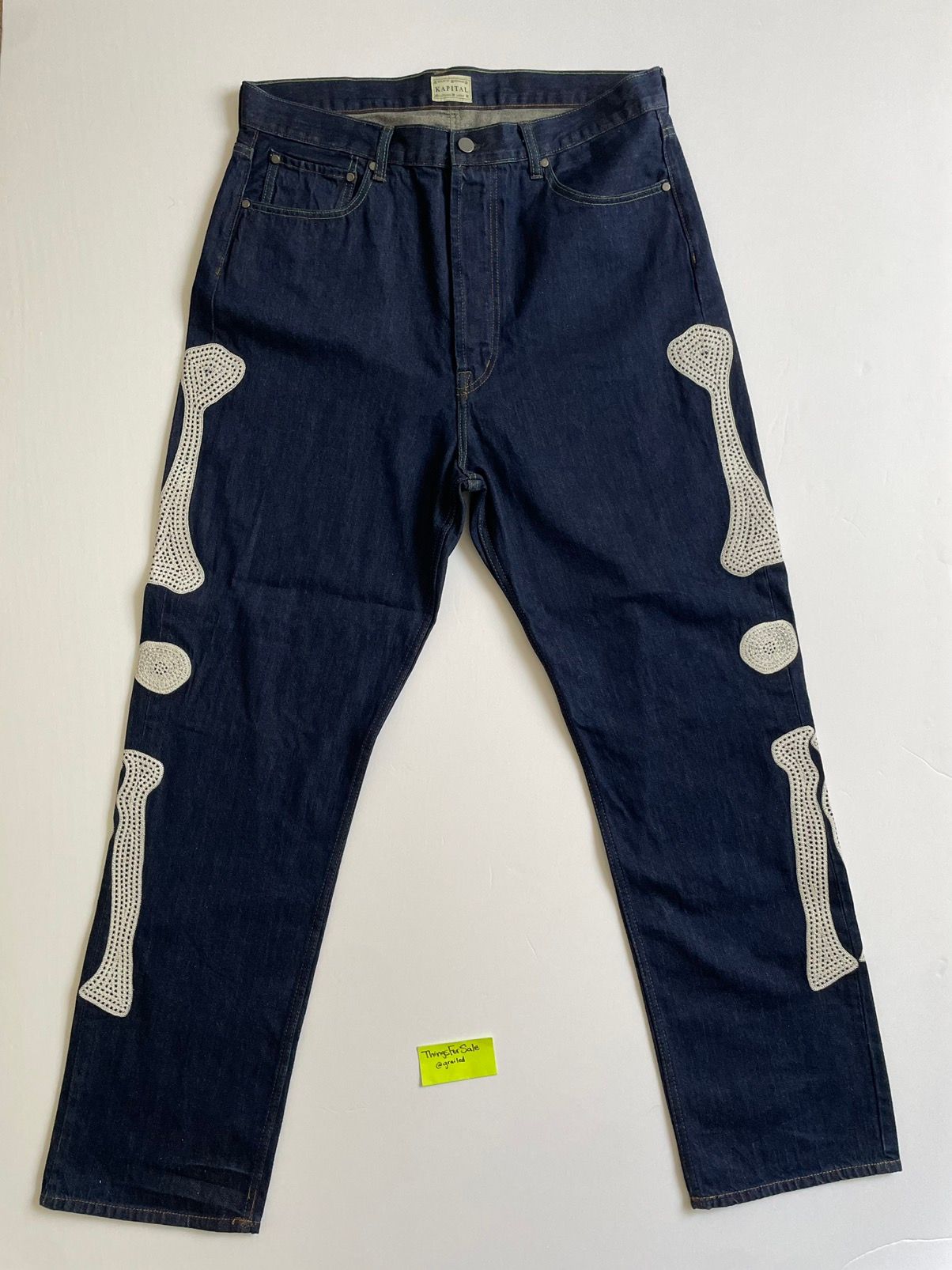 Pre-owned Kapital Bones Selvedge Denim Jeans Size 4 (fit 34 Us) In Blue