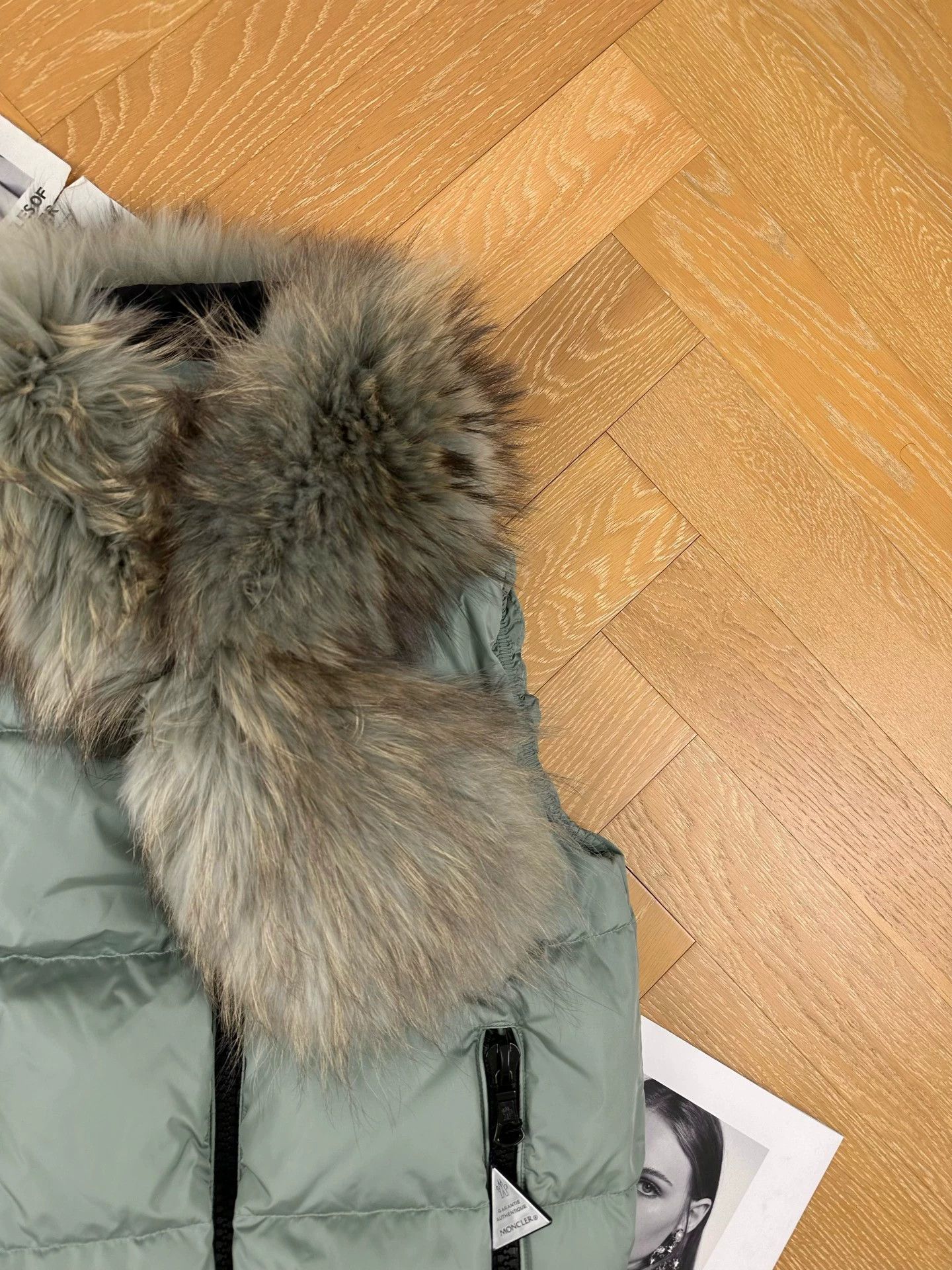Moncler MONCLER fur trim down vest women's green Size S / US 4 / IT 40 - 5 Thumbnail