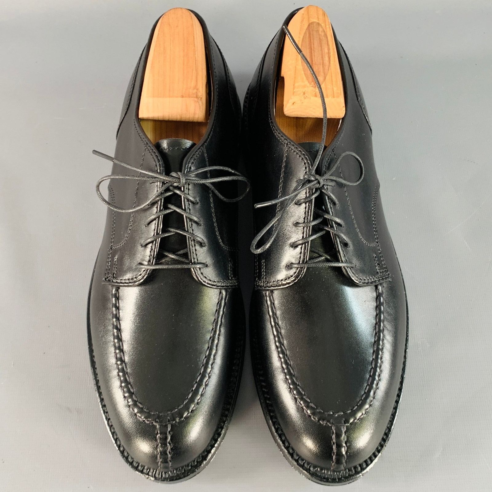 Alden Norwegian HS Blucher Black Calfskin Leather Split Toe Derby Size US 7 / EU 40 - 4 Thumbnail
