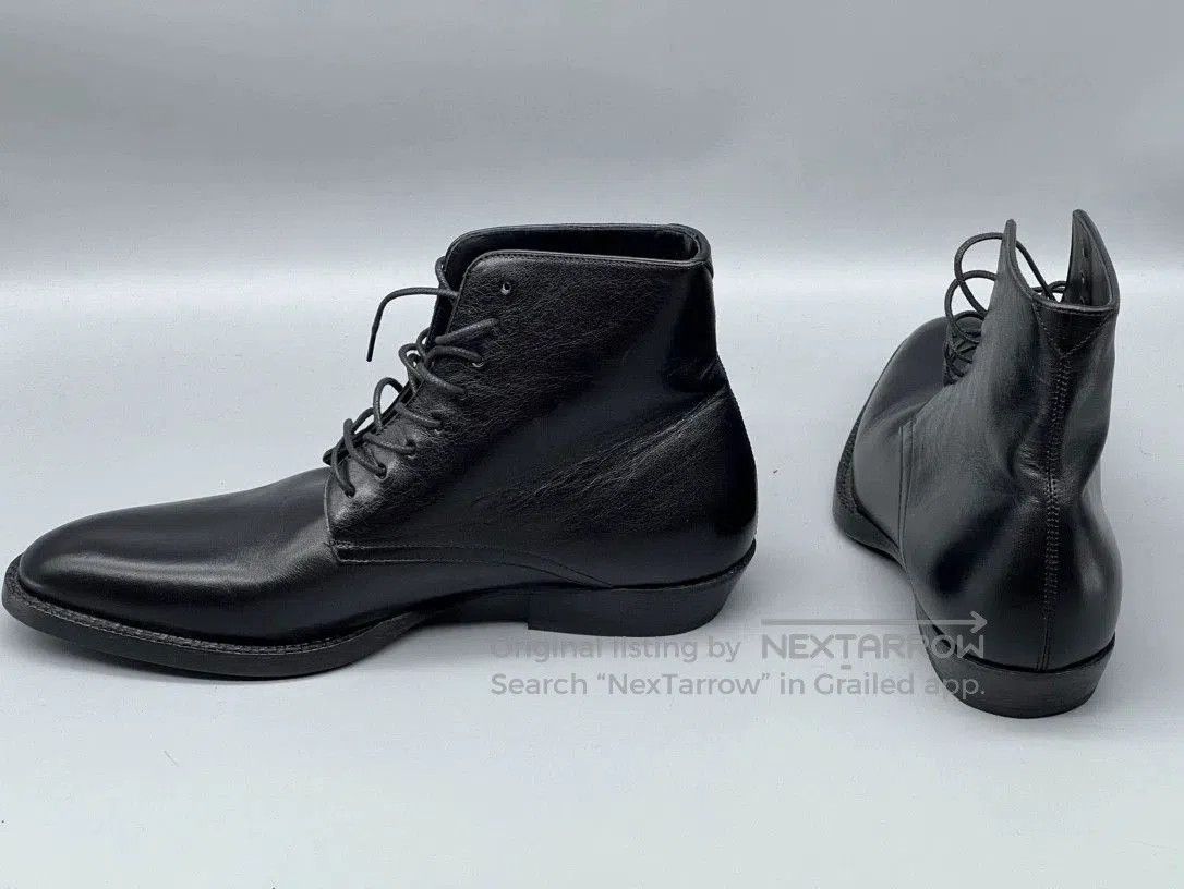 Yves Saint Laurent ysl black leather lace-up ankle boots. Size US 7 / EU 40 - 3 Thumbnail