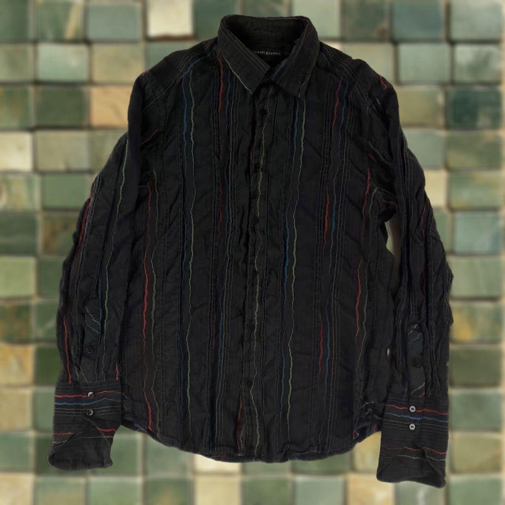 Vintage VINTAGE Jhane Barnes Button Up Shirt Textured Black Long Sleeve Mens L Size US L / EU 52-54 / 3 - 1 Thumbnail
