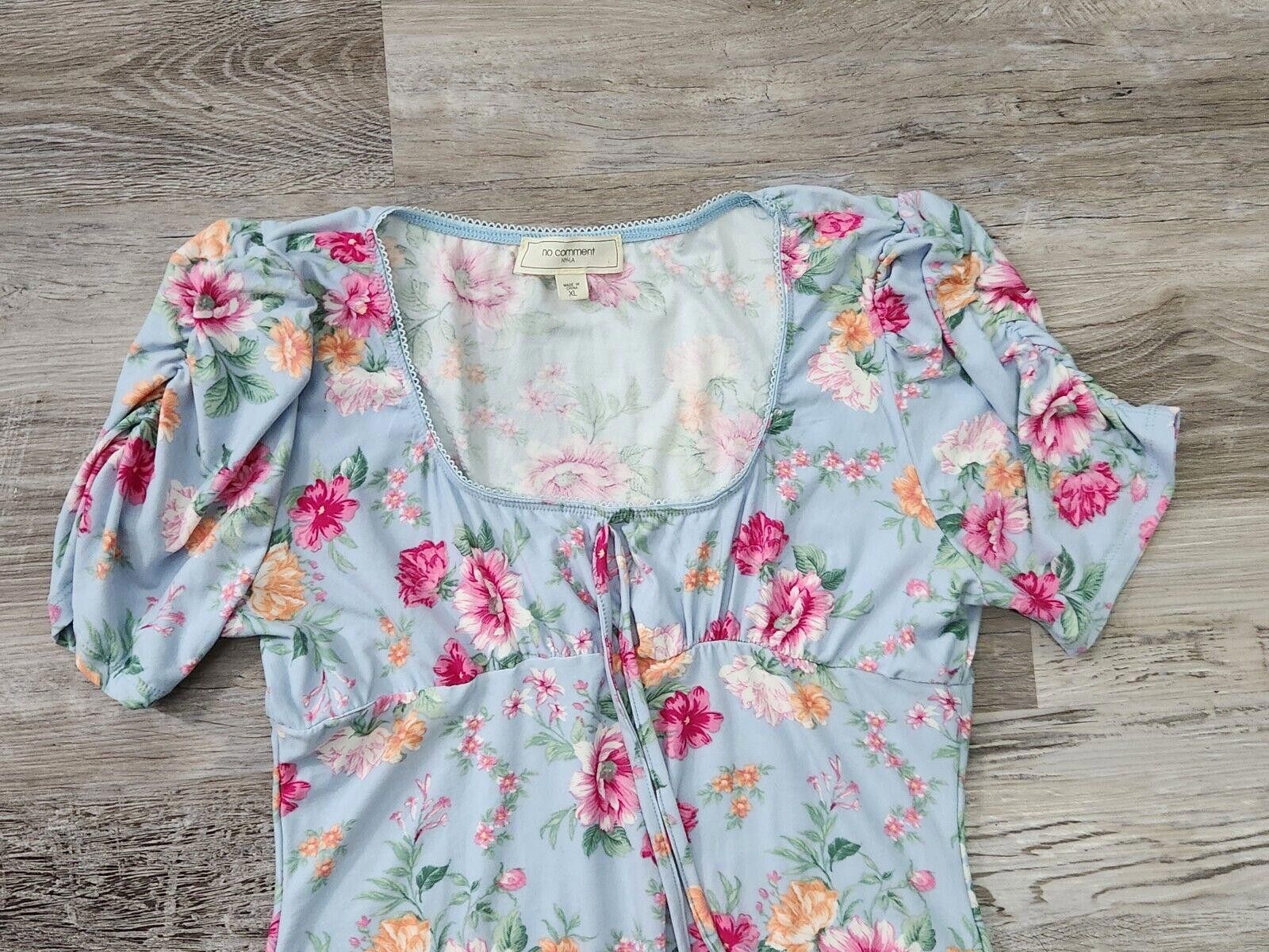 Designer No Comment Dress Extra Large Blue Floral 90s Sweetheart Size XL / US 12-14 / IT 48-50 - 5 Thumbnail