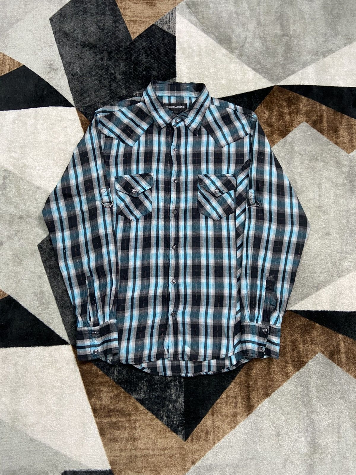 Japanese Brand 2000s D'Homme A Homme Shadowplaid Grunge Size US L / EU 52-54 / 3 - 11 Thumbnail