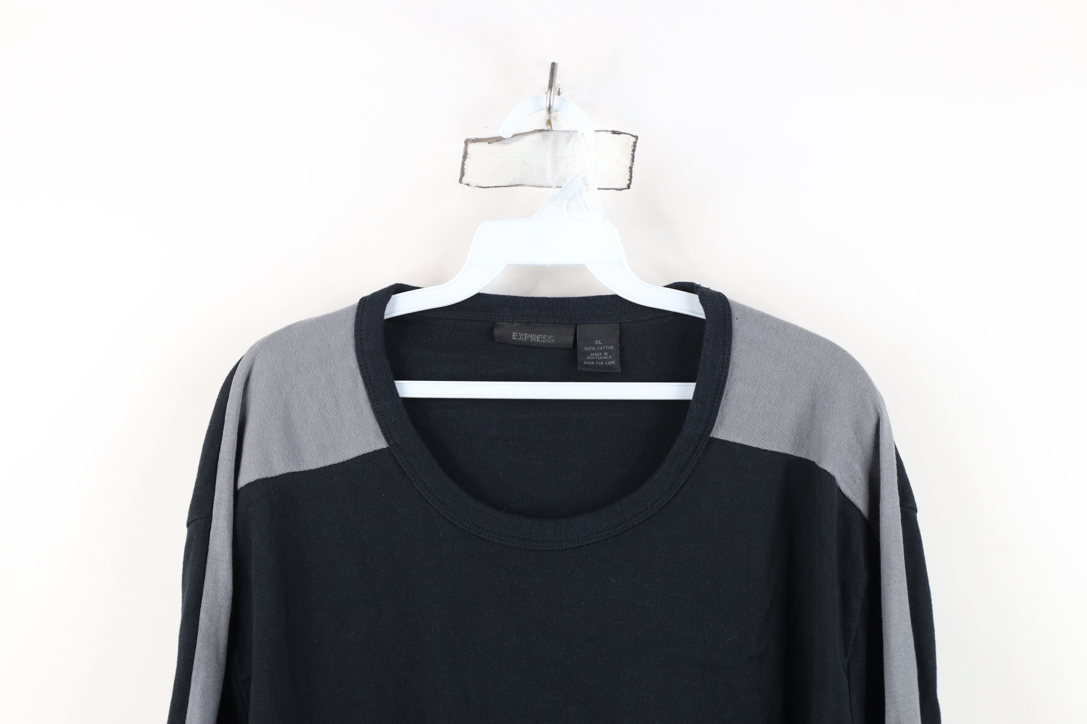 Express Vintage Express Block Ribbed Knit Long Sleeve T-Shirt Black Size US XL / EU 56 / 4 - 2 Thumbnail