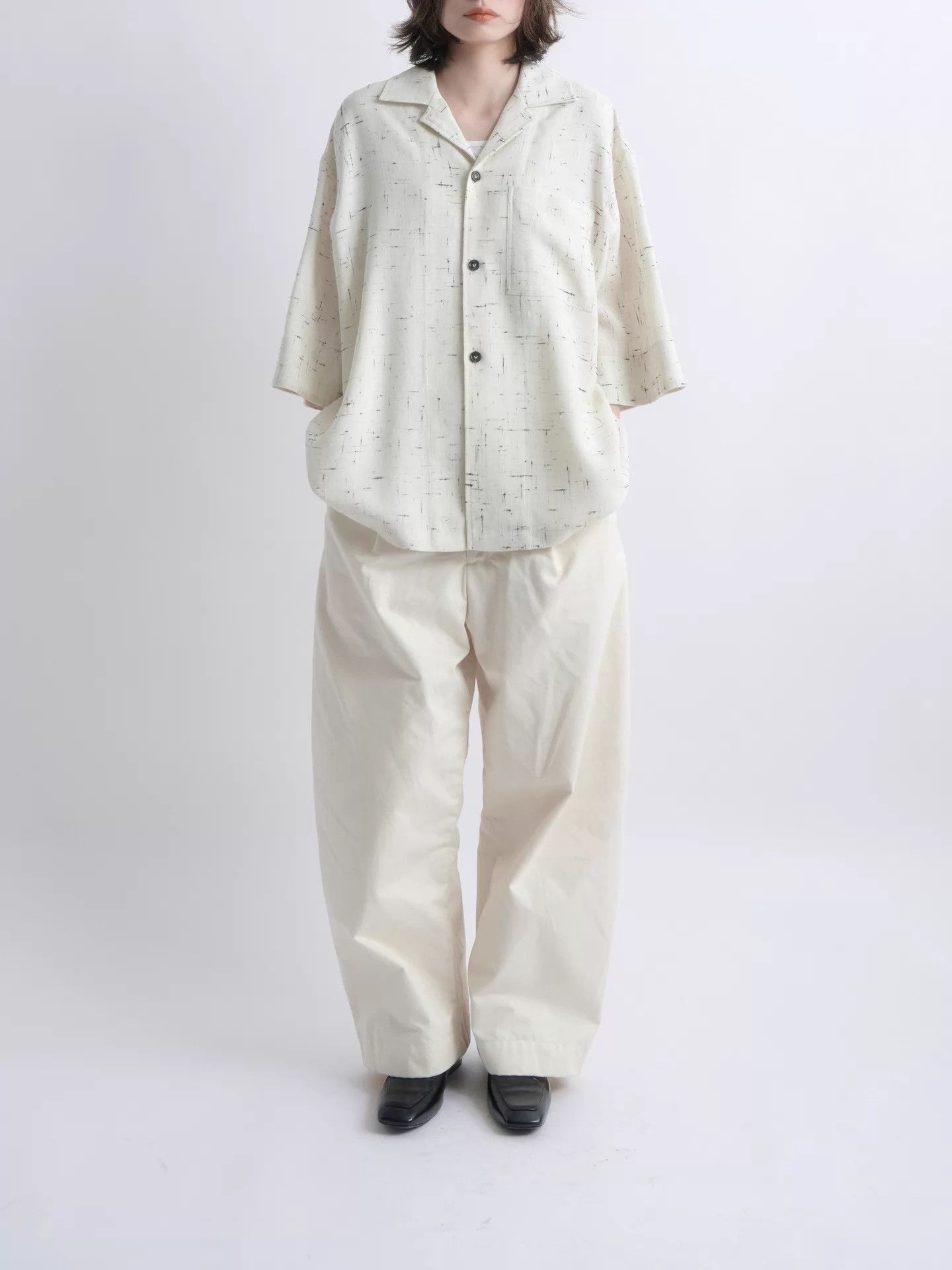 Bottega Veneta BV Vintage Cream White Crosshatch Boxy Short Sleeve Shirt Size US M / EU 48-50 / 2 - 1 Thumbnail