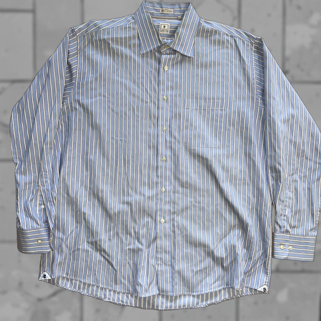 Peter Millar Peter Millar Button-Up Shirt Mens L Blue Striped Long Sleeve Size US L / EU 52-54 / 3 - 1 Thumbnail