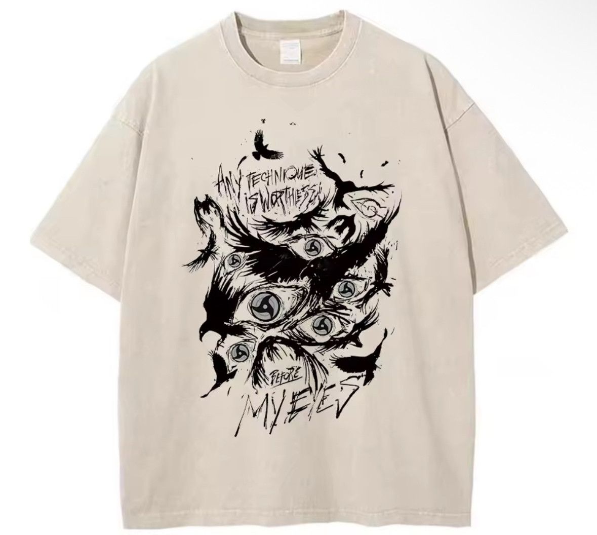 Japanese Brand Streetwear Gothic Japanese Anime Evil Eagle Washed T-Shirt Size US M / EU 48-50 / 2 - 1 Thumbnail