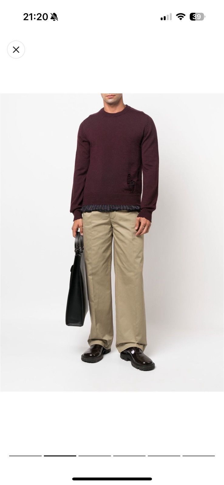image of Maison Margiela Distressed Wool Jumper in Red, Men's (Size Medium)