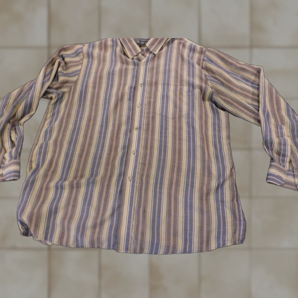 Vintage David Taylor Mens Shirt L brown striped Button-Down Collar Long Sleeve Button-Up Regular Fabric Cotton Knit Vintage No Size US L / EU 52-54 / 3 - 1 Thumbnail