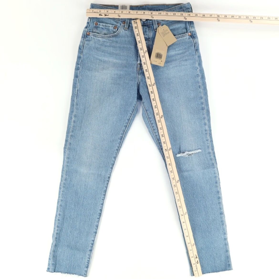Vintage Levi Strauss 501 Skinny High Rise Button Fly Cotton Denim Jeans Blue Womens 27 Size 27" / US 4 / IT 40 - 3 Thumbnail