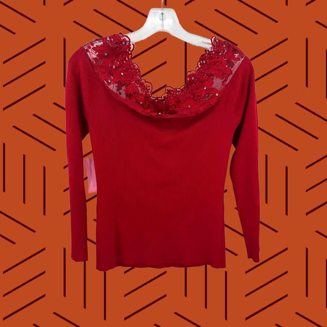 Boston Proper Boston Proper Blouse Red Size Medium Long Sleeve Shirt Womens Size M / US 6-8 / IT 42-44 - 1 Thumbnail