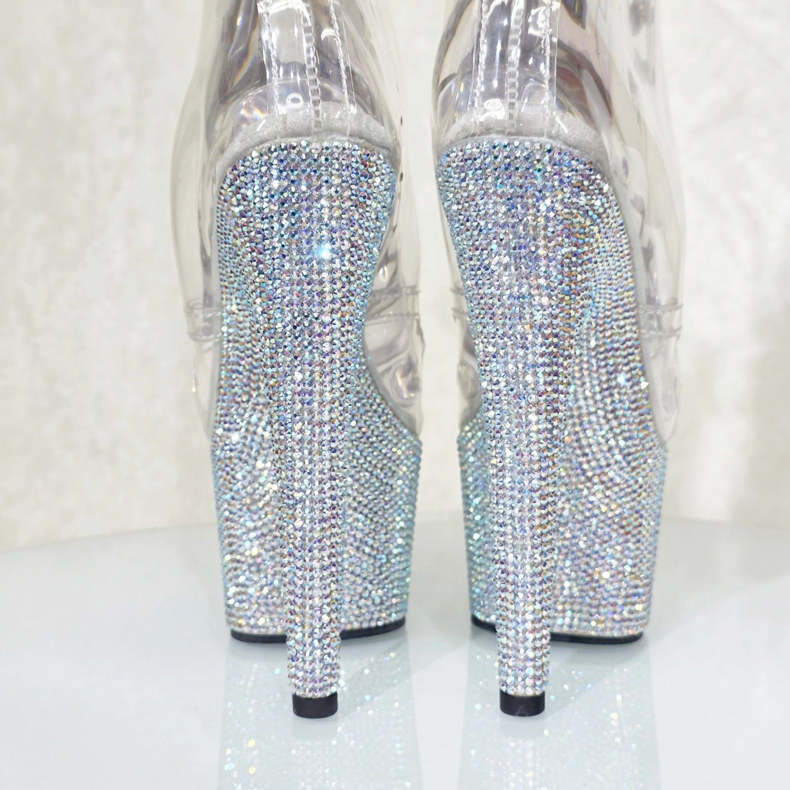 Other Bejeweled Rhinestone Platform Open Toe Ankle Boots High Heel Size US 6 / IT 36 - 5 Thumbnail
