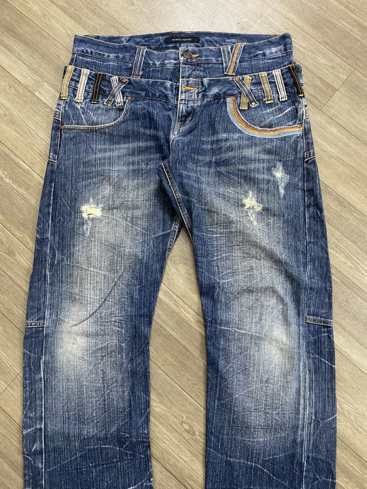 Japanese Brand 2000s Japanese Double Waist Distressed Punk Lgb Jeans Y2K Size US 33 - 2 Thumbnail