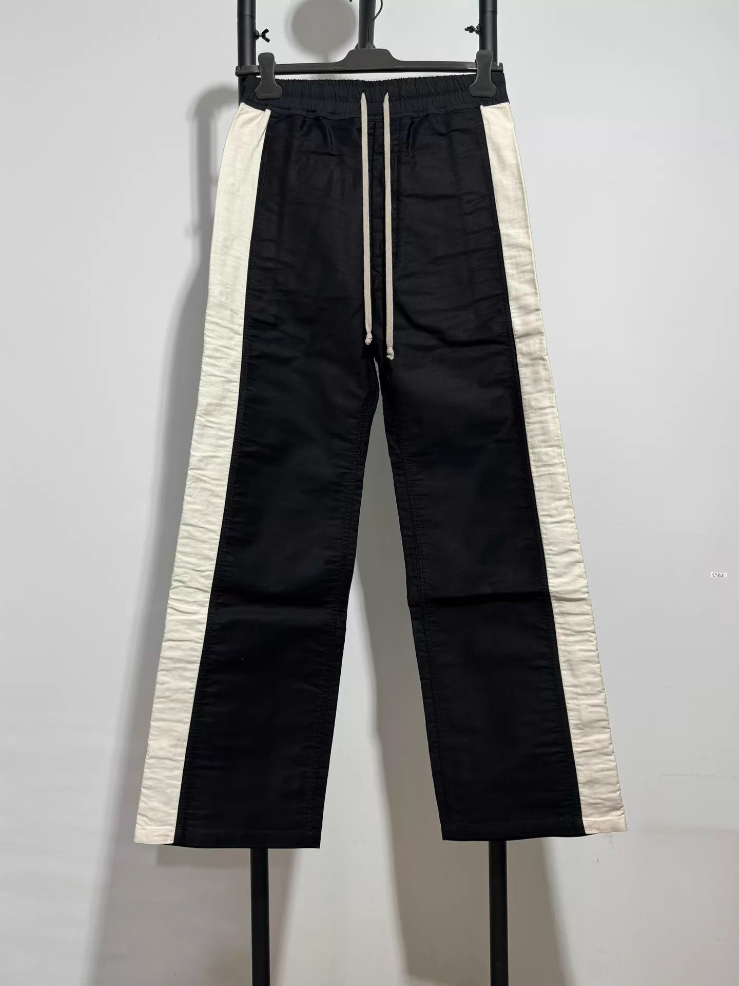 Rick Owens Black Casual Pants with White Side Stripes Size US 32 / EU 48 - 1 Thumbnail