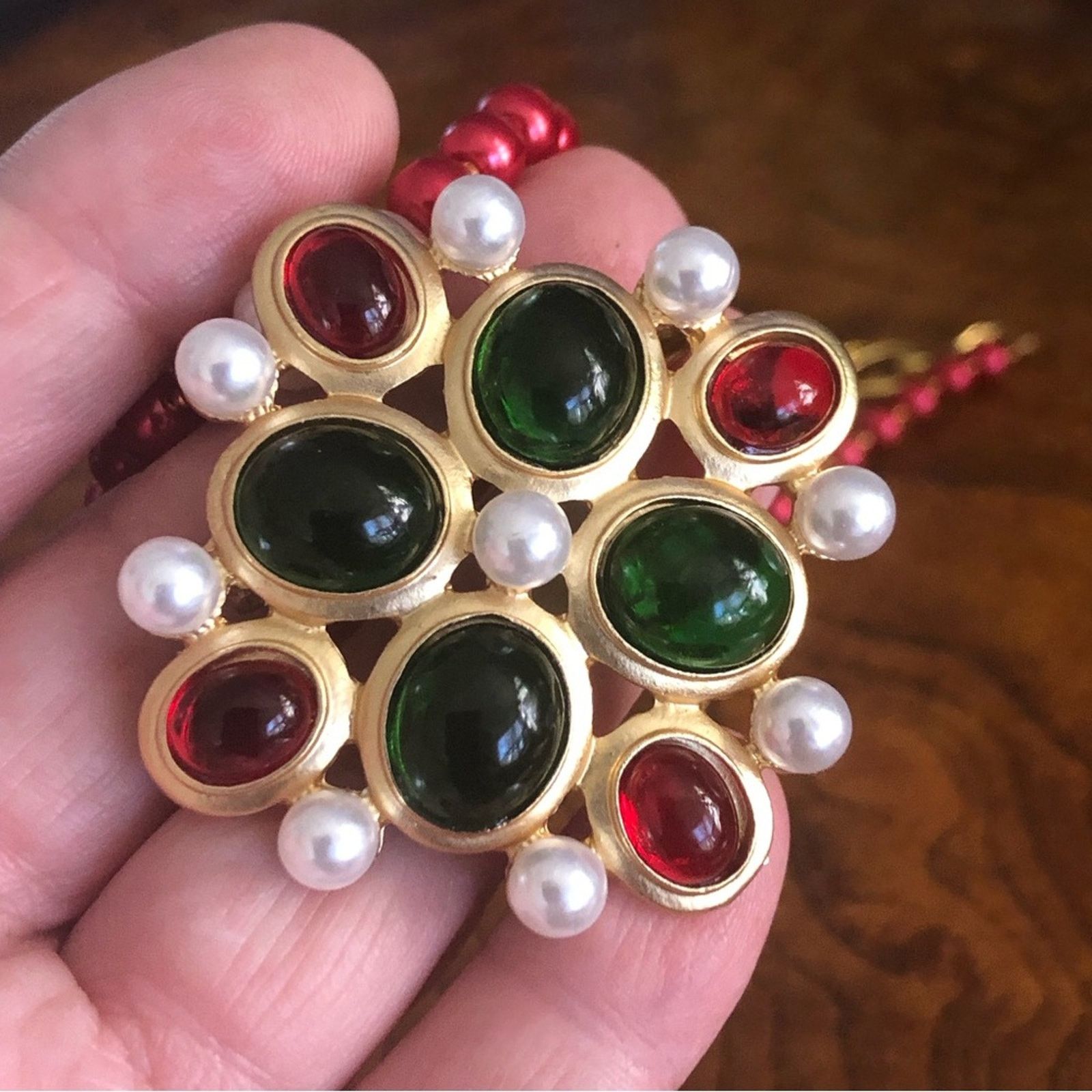 Handmade Handcrafted repurpose cabochon glass stone Pearl necklace Size ONE SIZE - 8 Thumbnail