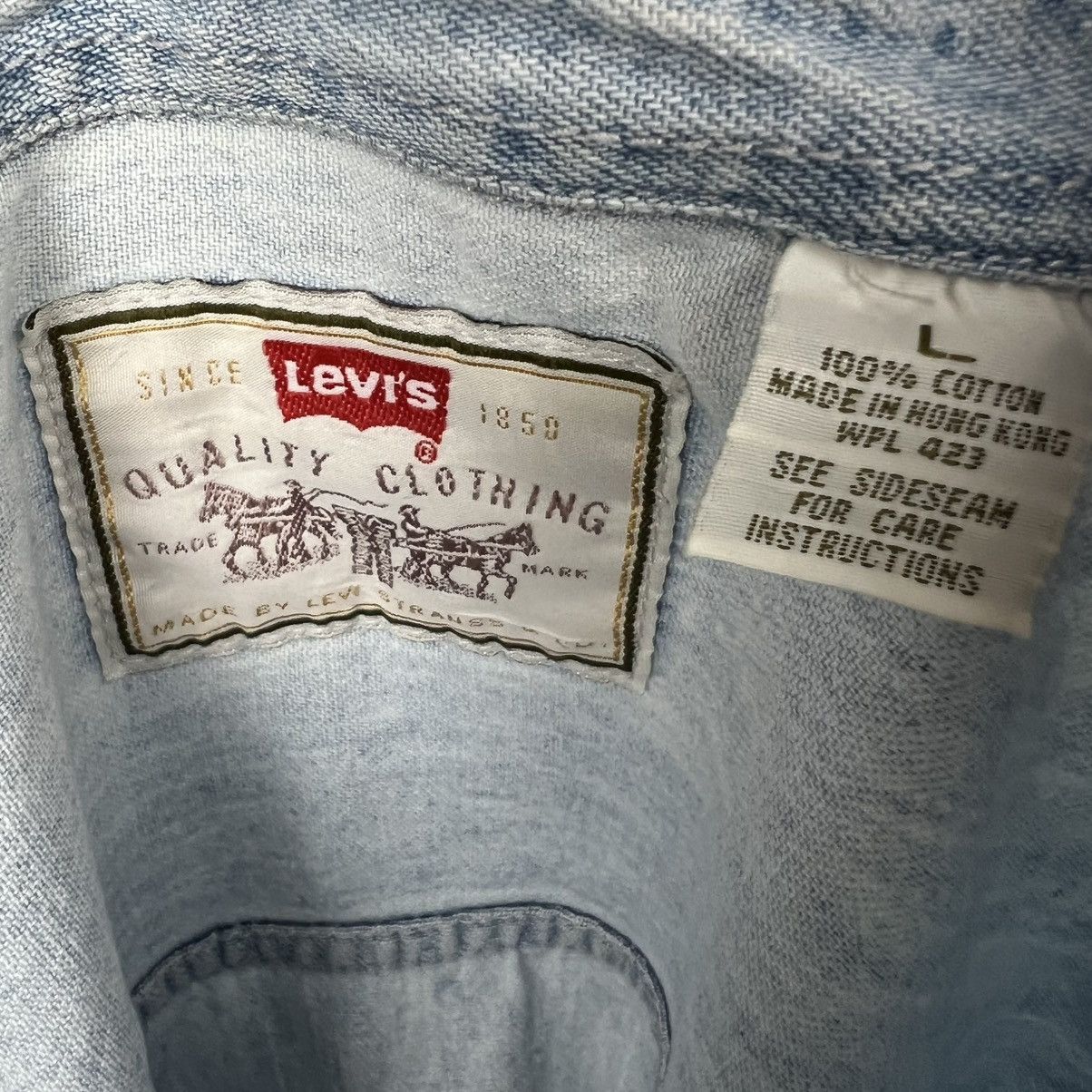 Levi's × Levi's Vintage Clothing × Vintage Levi’s vintage workwear distressed denim blue heavy shirt Size US L / EU 52-54 / 3 - 4 Thumbnail