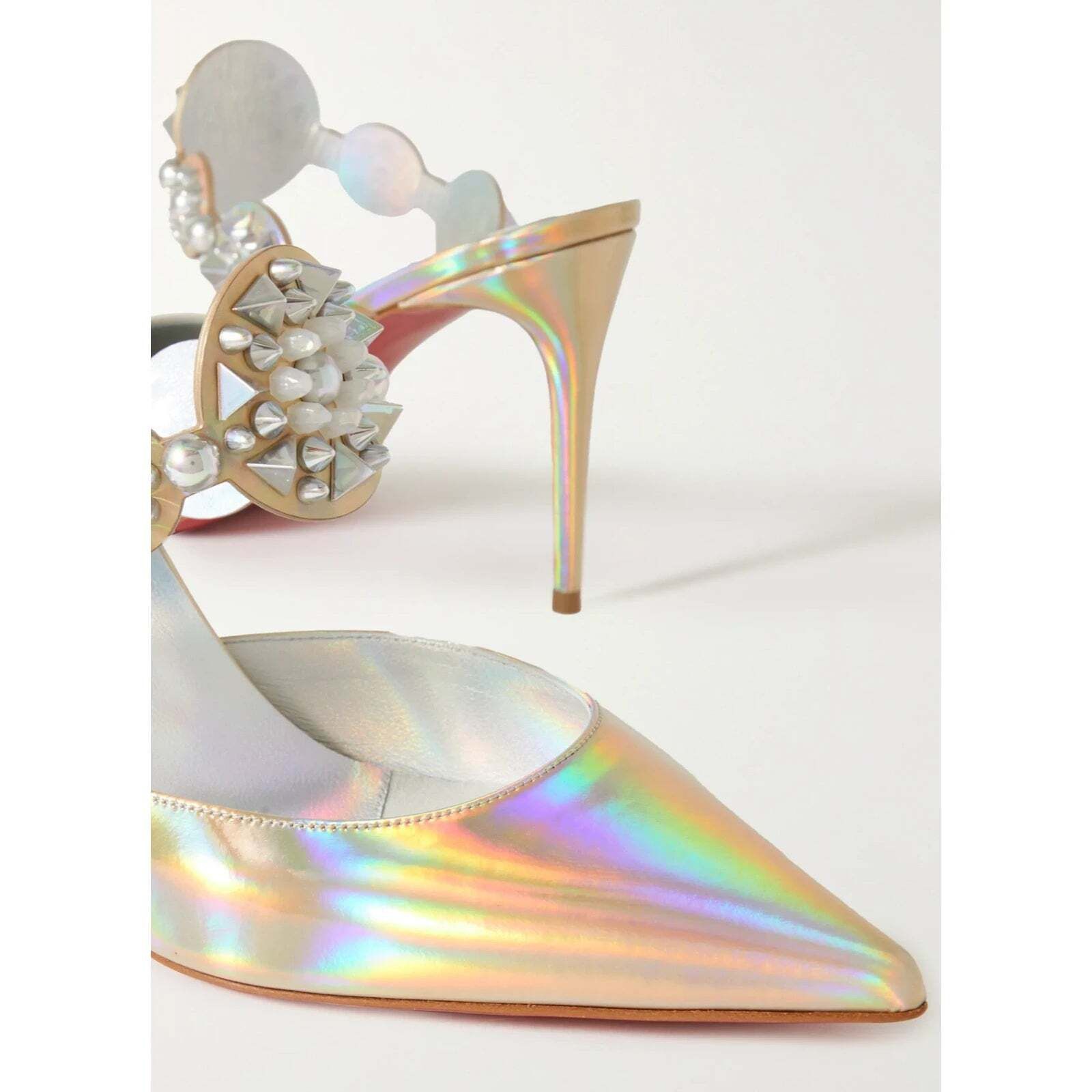 Christian Louboutin Miss Goldora 85 Gold AB Backless Sandal Mule Heel Pump 36 Size US 6 / IT 36 - 5 Thumbnail