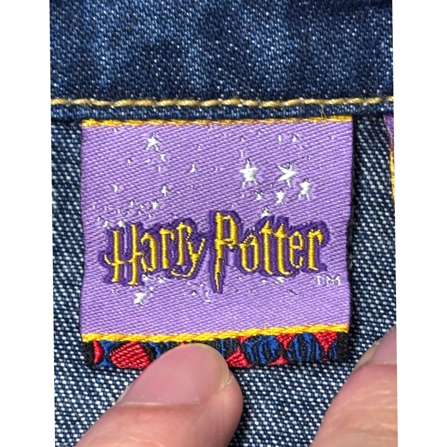 Vintage Harry Potter Gryffindor Denim Jacket Blue Cotton Large Cotton Button Embroidered Logo 90s Wizarding World Womens Jacket Size L / US 10 / IT 46 - 7 Thumbnail