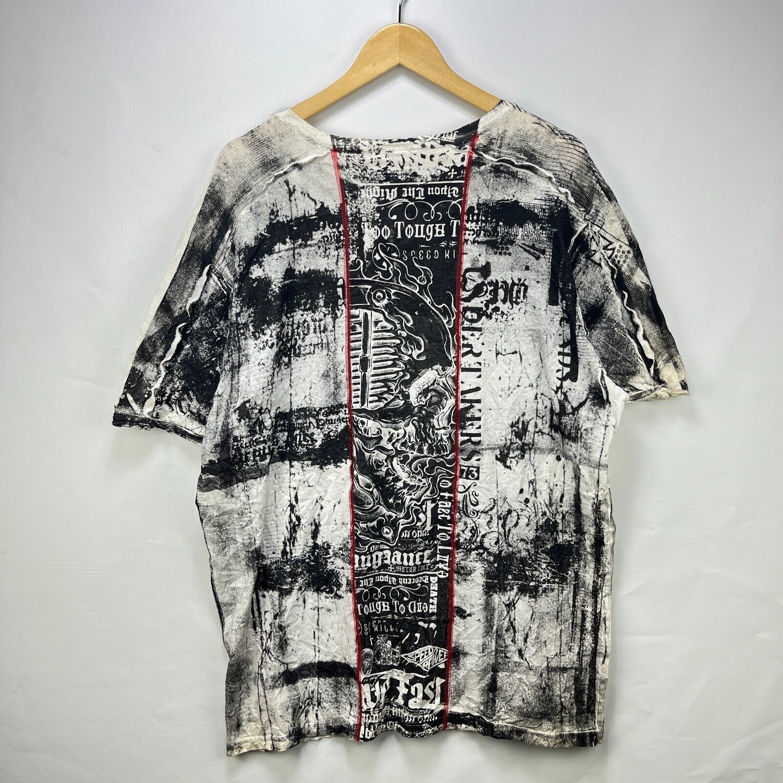 Affliction × Vintage Vintage Y2K Affliction Skull All Over Print T-Shirt 2XL Size US XXL / EU 58 / 5 - 1 Thumbnail