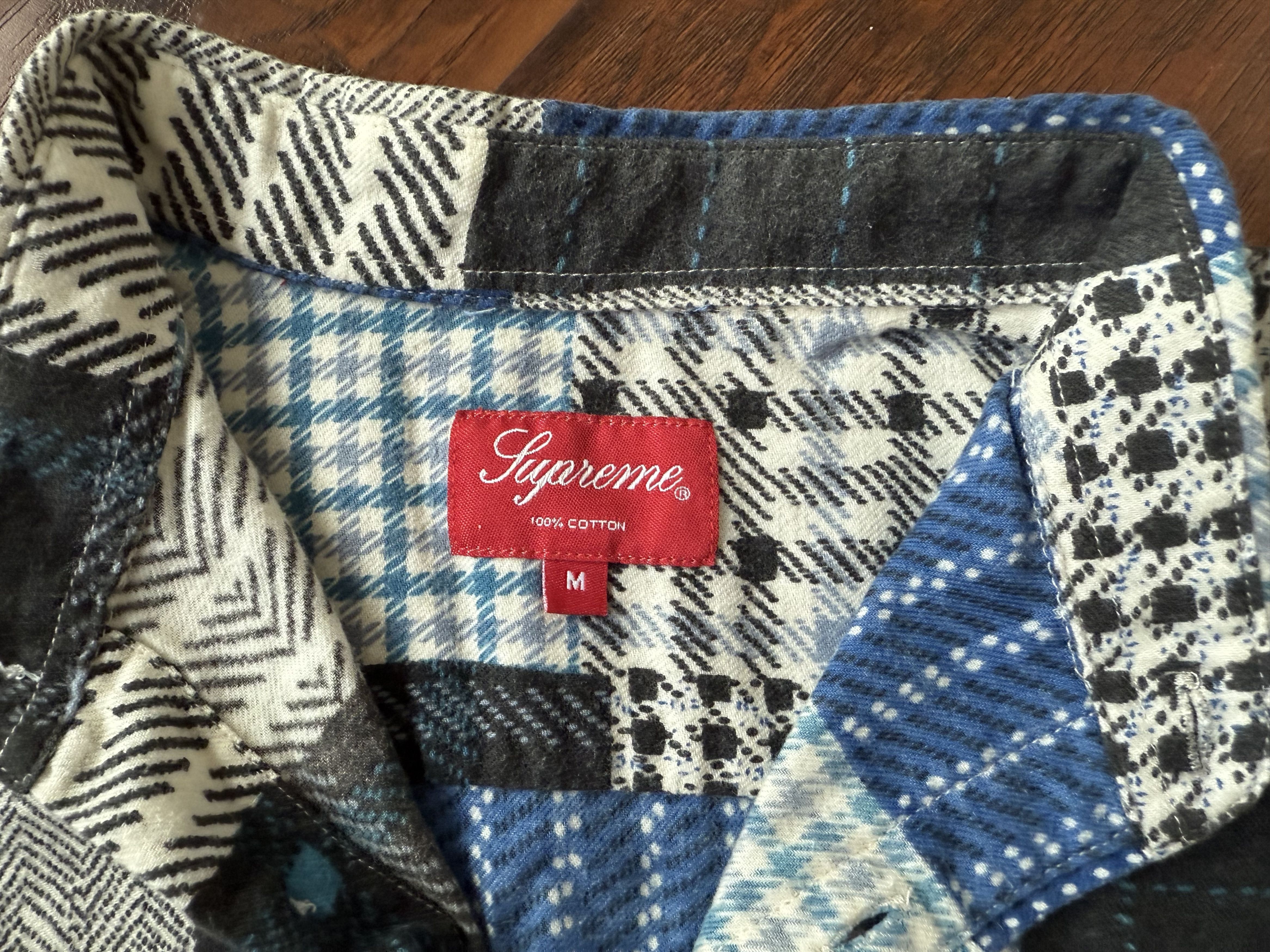 Supreme Supreme Patchwork Flannel Button Shirt 2015 Blue Plaid Size US M / EU 48-50 / 2 - 5 Thumbnail