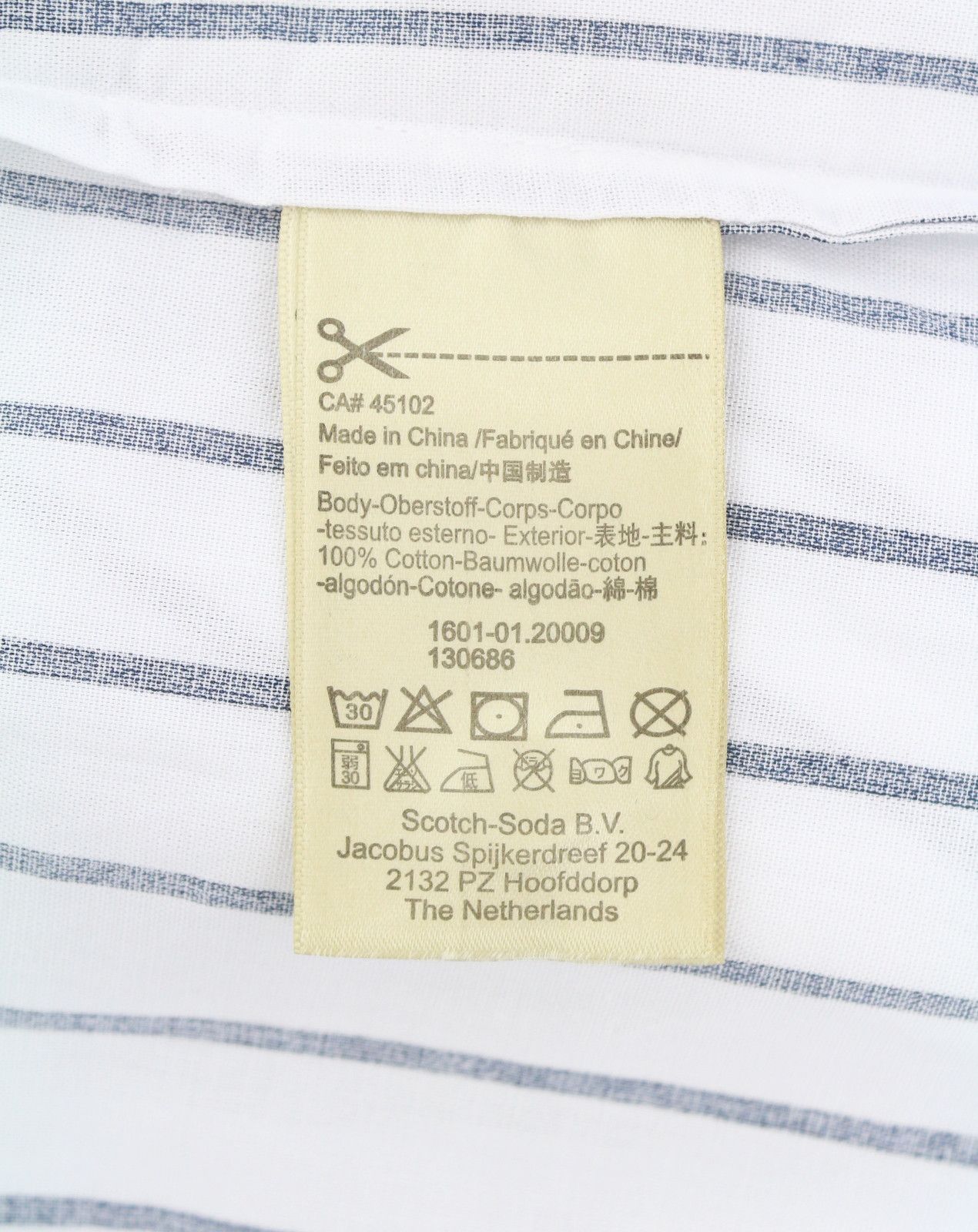 Scotch & Soda L White Pinstriped Long Fit Button-Up Shirt 89103 Size US L / EU 52-54 / 3 - 6 Thumbnail