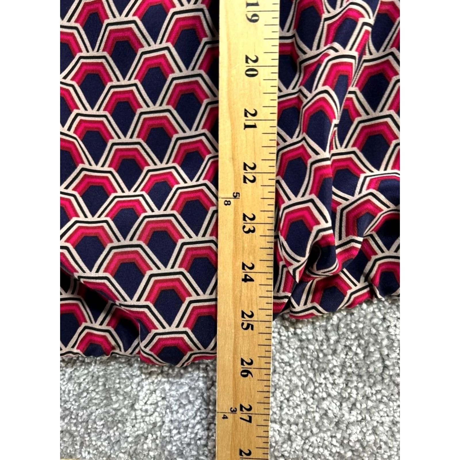 Trina Turk Trina Turk Blouse Top Womens Large Multicolor Hexagon Print Silk Square Neck New Size L / US 10 / IT 46 - 7 Thumbnail