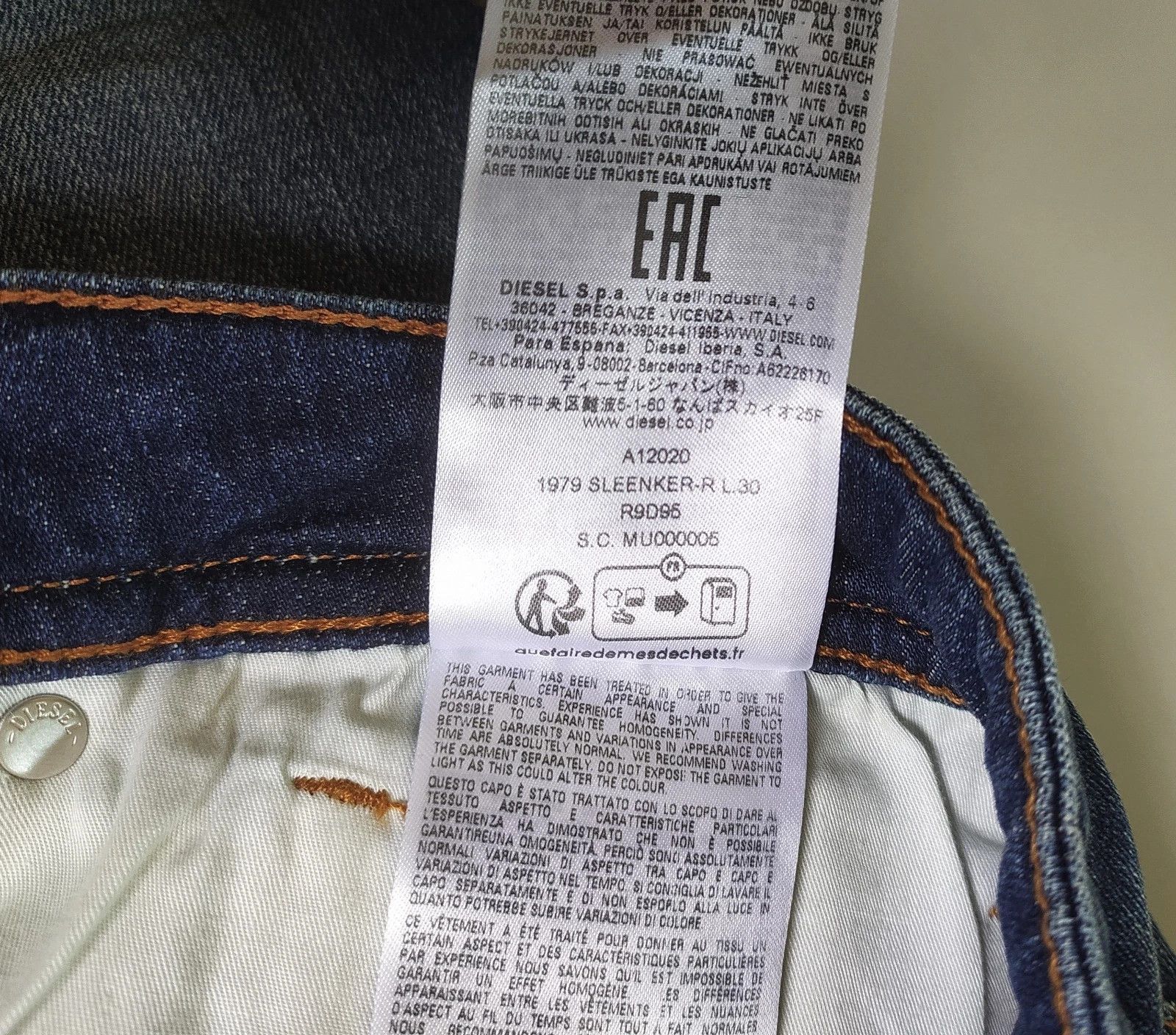 Diesel Diesel 1979 SLEENKER-R L.30 MENS JEANS T/9655 Size US 32 / EU 48 - 8 Thumbnail