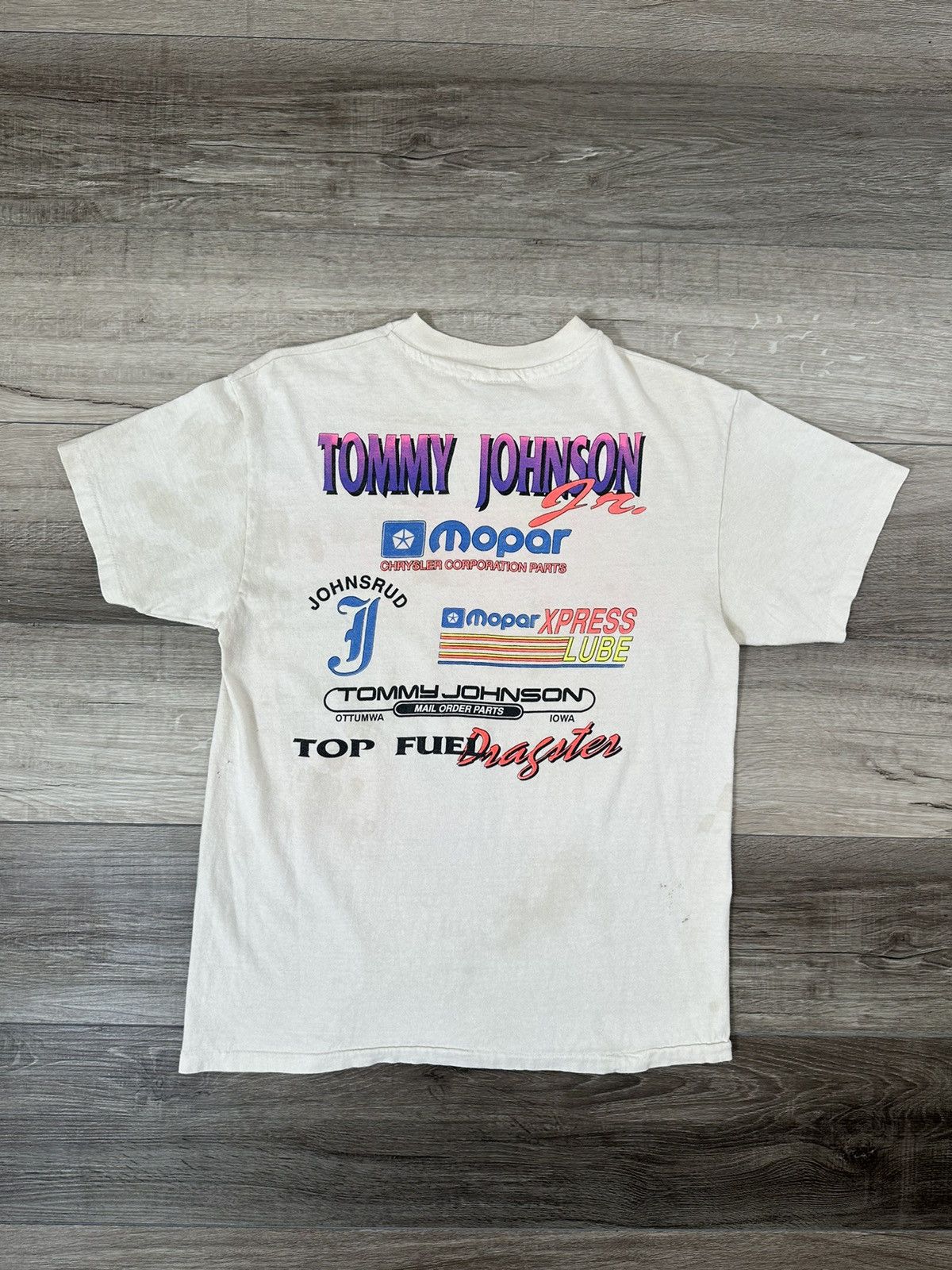 Hanes Single Stitch Neon Tommy Johnson Dragster Fuel White Size US M / EU 48-50 / 2 - 6 Thumbnail