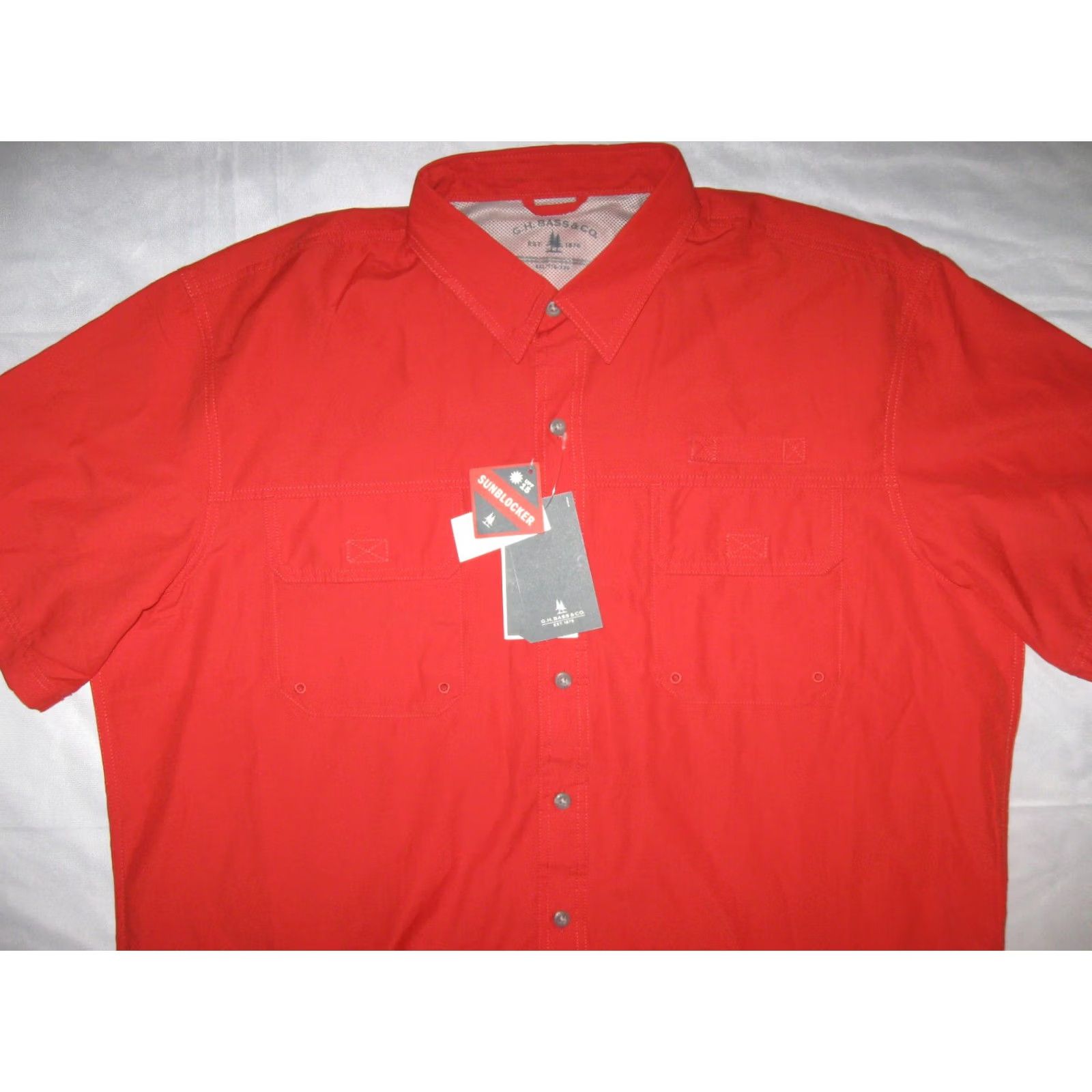 CO GH Bass & Co Shirt Button-Up Men's 2XL Sun Blocker Moisture Wicking UV Orange Cotton Polyester Casual Button Up Front Chest Pocket Size US XXL / EU 58 / 5 - 2 Thumbnail