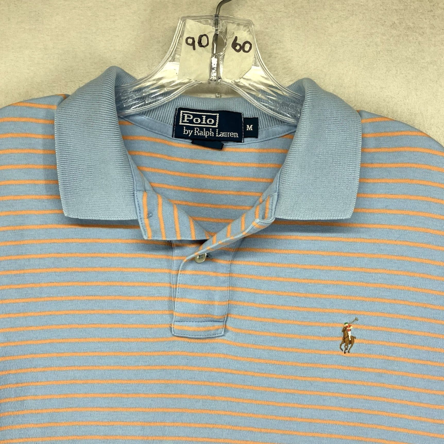 Polo Ralph Lauren VINTAGE Polo Ralph Lauren Polo Shirt M Light Blue Orange Stripe Detailed Pony Long Tails Shirt Adult Medium Blue Striped 90s Preppy Mens Size US M / EU 48-50 / 2 - 5 Thumbnail