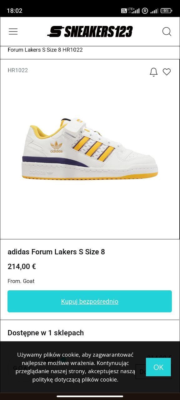 Adidas Adidas forum lakers Size US 8 / EU 41 - 8 Thumbnail