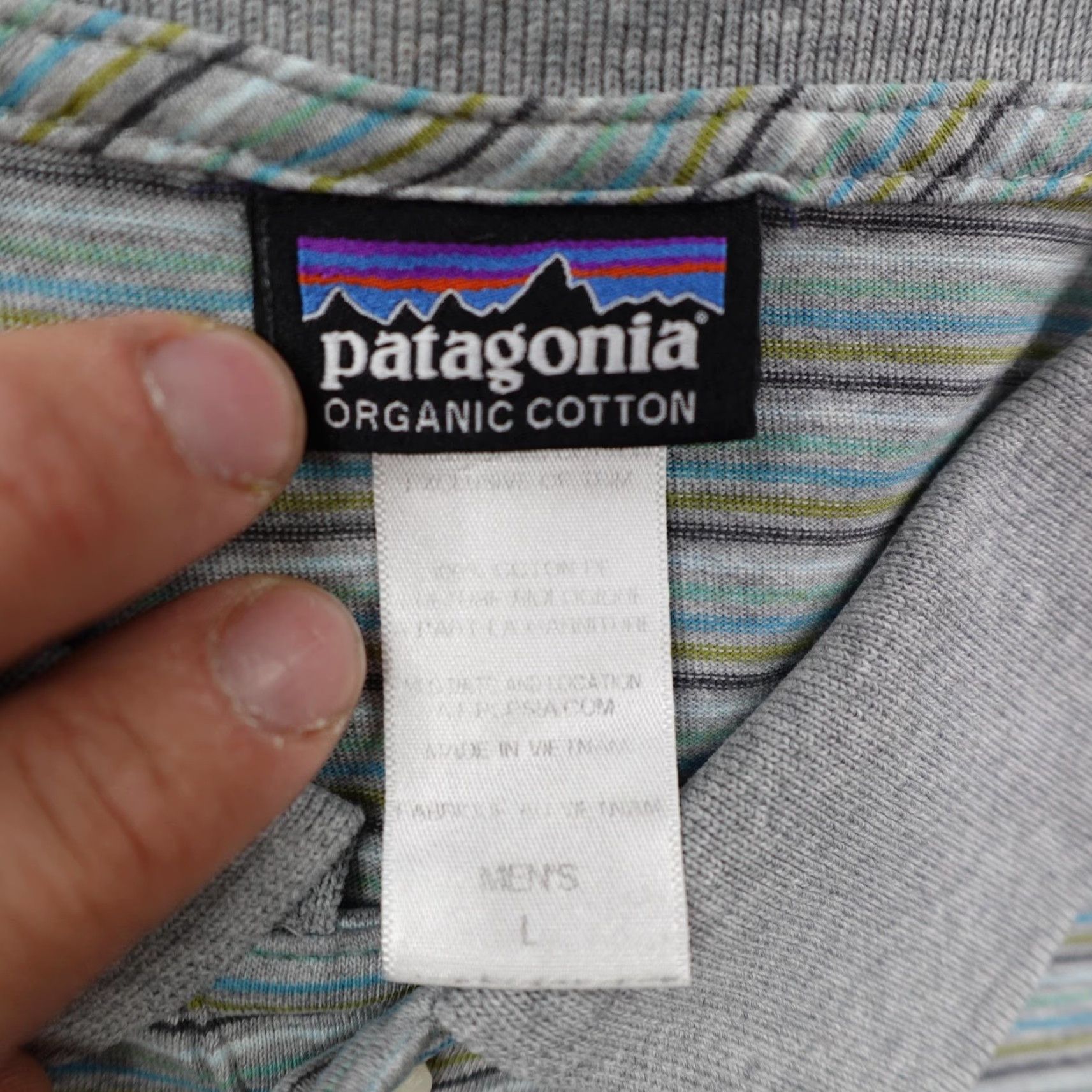 Patagonia Patagonia Polo Shirt Mens L Blue Gray Stripes Casual Hiking Daily Organic Lightweight Breathable Cotton Polo Shirt Men Size US L / EU 52-54 / 3 - 7 Thumbnail