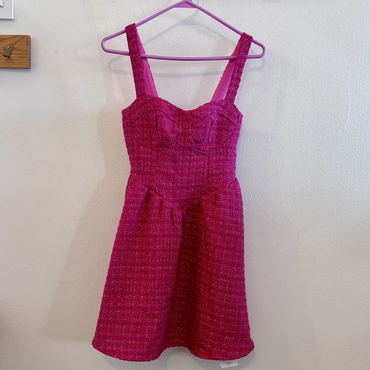 Cider NWT Cider Fuchsia Tweed Mini Corset Style Dress Size XS / US 0-2 / IT 36-38 - 1 Thumbnail