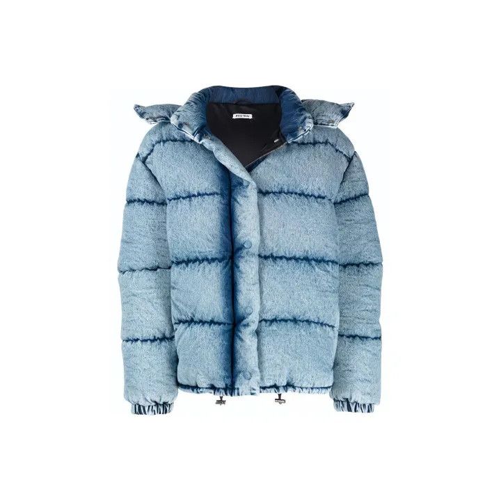 Miu Miu Miu Miu Logo Quilted Denim Hooded Jacket 0079 Size M / US 6-8 / IT 42-44 - 1 Thumbnail