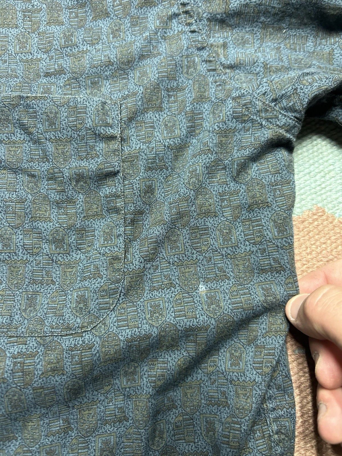 Vintage Vtg 1960s button shirt cotton all over print abstract Large Size US L / EU 52-54 / 3 - 6 Thumbnail
