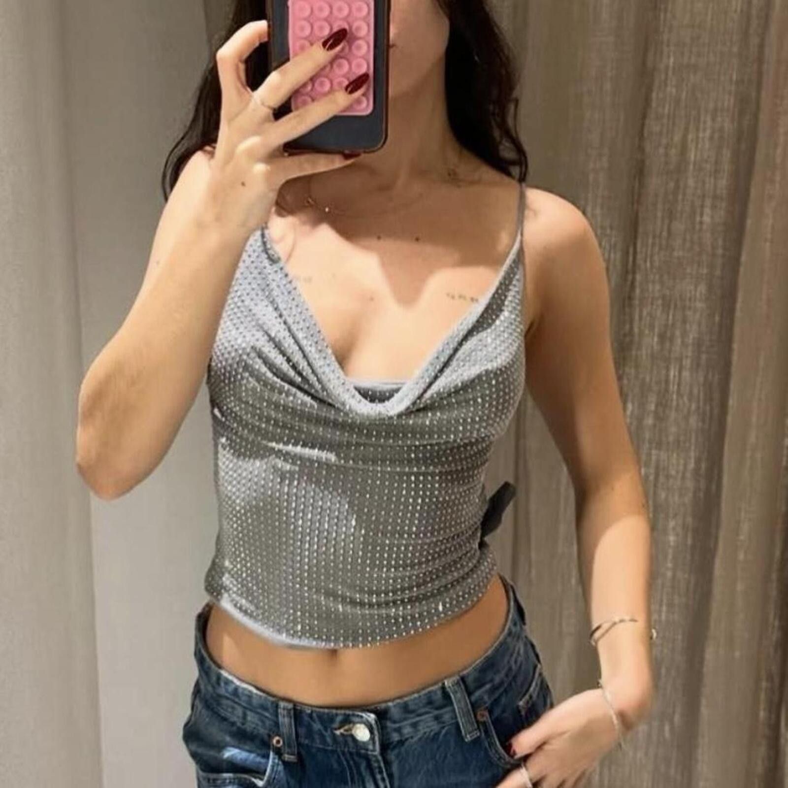 Zara Zara - [ ] Rhinestone Tulle Top Size S / US 4 / IT 40 - 1 Thumbnail